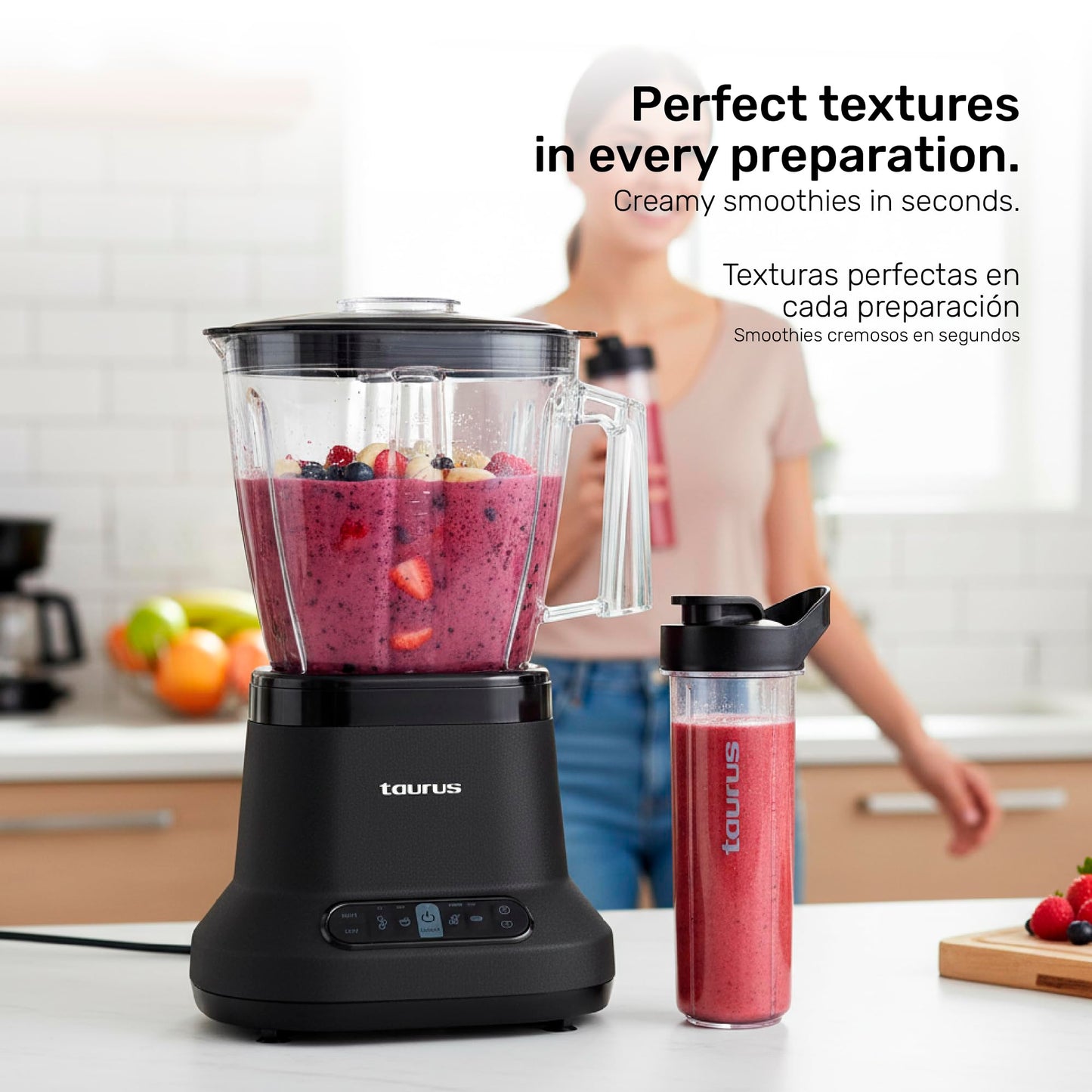 High-Performance Countertop Blender – 1500W Professional Power, 8 Presets, 64oz Tritan Jar, Self-Cleaning, Smoothie & Hot Soup Maker for Home & Kitchen, Blaze by Taurus