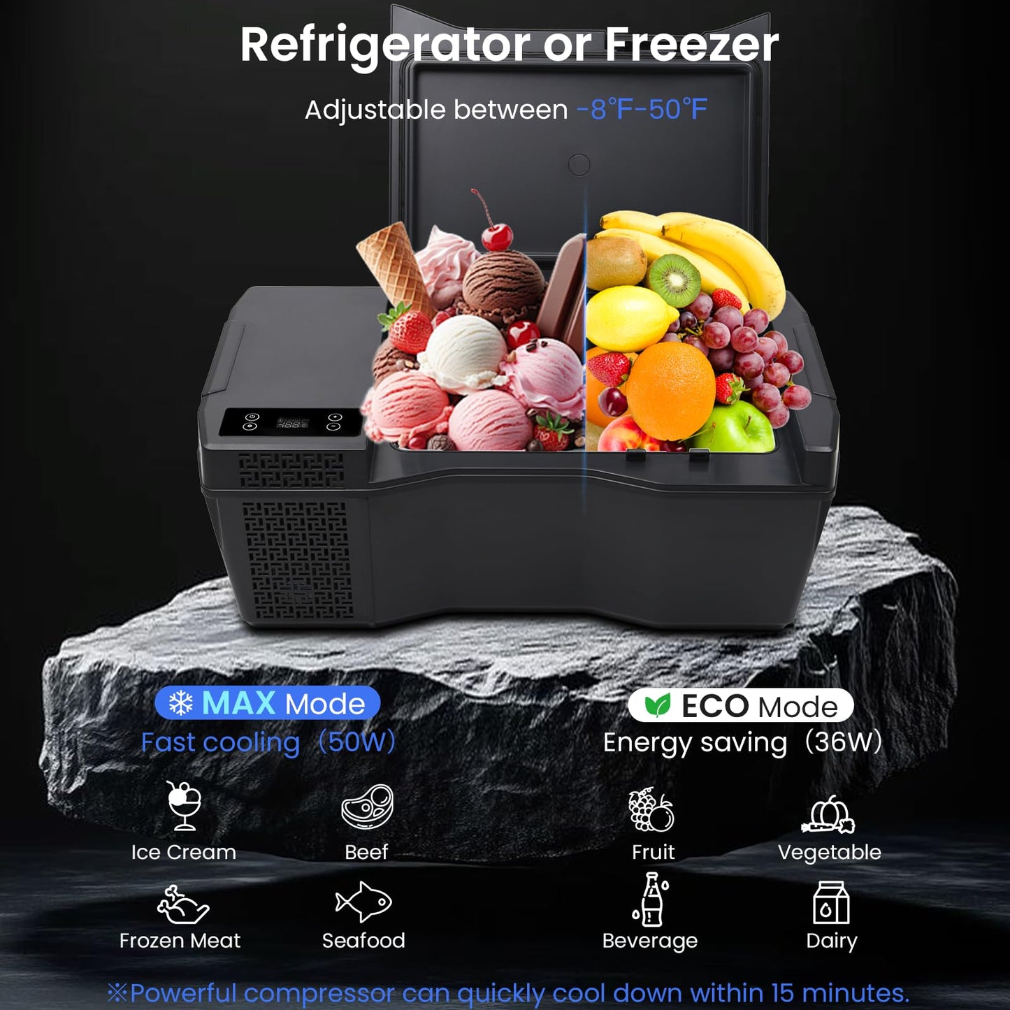 Car Refrigerator for Tesla Cybertruck, 25L Tesla Cybertruck Trunk Fridge with APP Control, Cybertruck Freezer Compressor Electric Cooler for Outdoor Camping Road Trip
