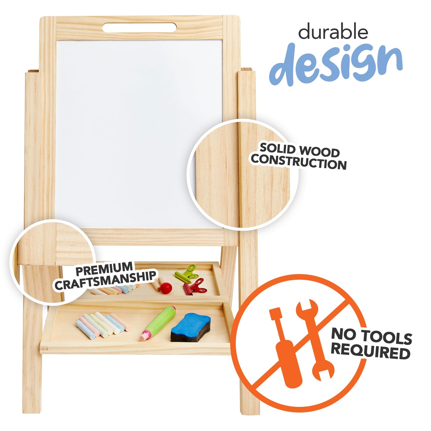 Kidaddle 2-in-1 Double Sided Kid's Easel, Tabletop Art Easel for Toddlers 2-4, Toddler Chalk Board for Children, Kid Art Easel, Arts Easel for Toddlers 2-4 Years, Painting Kit Kids