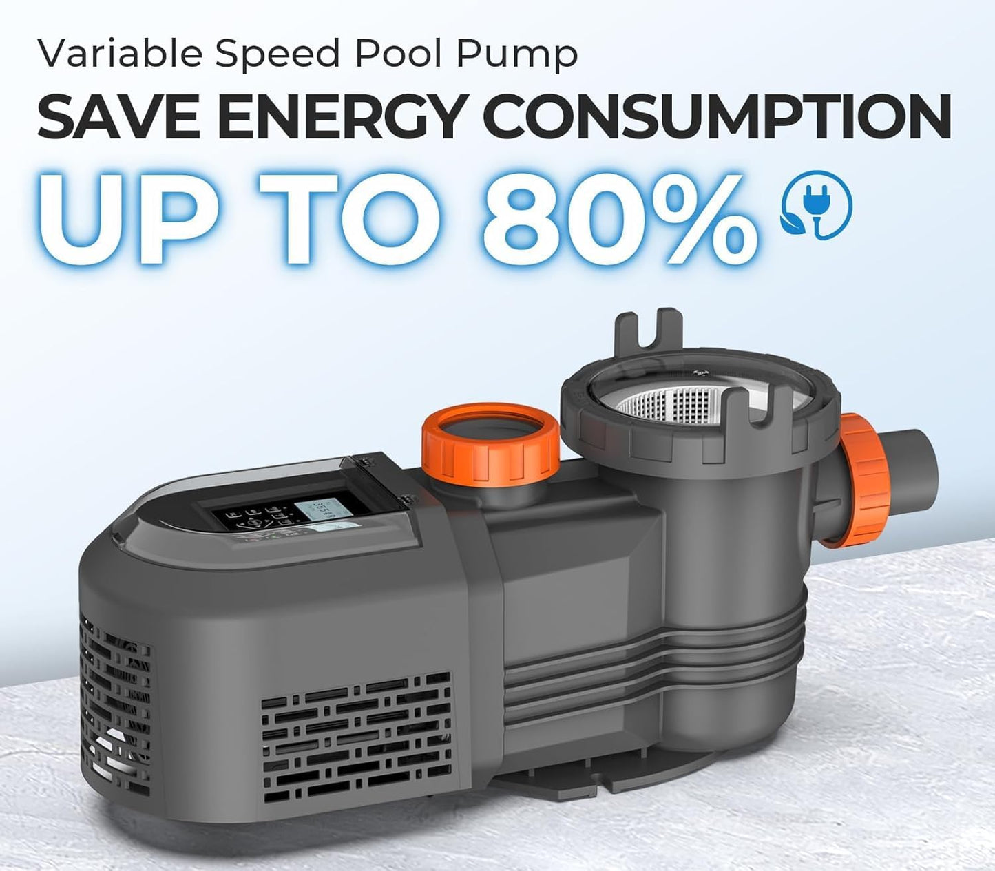 Varpoolfaye 1.8 HP Variable Speed Pool Pumps, Self-Primming Above/Inground Pool Pump 9114 GPH with Timer 220-240V