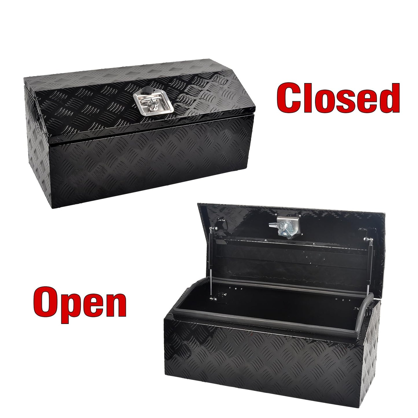 TBAPFS 30 Inch Aluminum Trailer Tongue Tool Box 5 Bar Tread Wide Utility ToolBox for Pick Up Truck RV Storage Organizer Tool Box with Lock and Keys - 30"X13.2"X13.5" Black