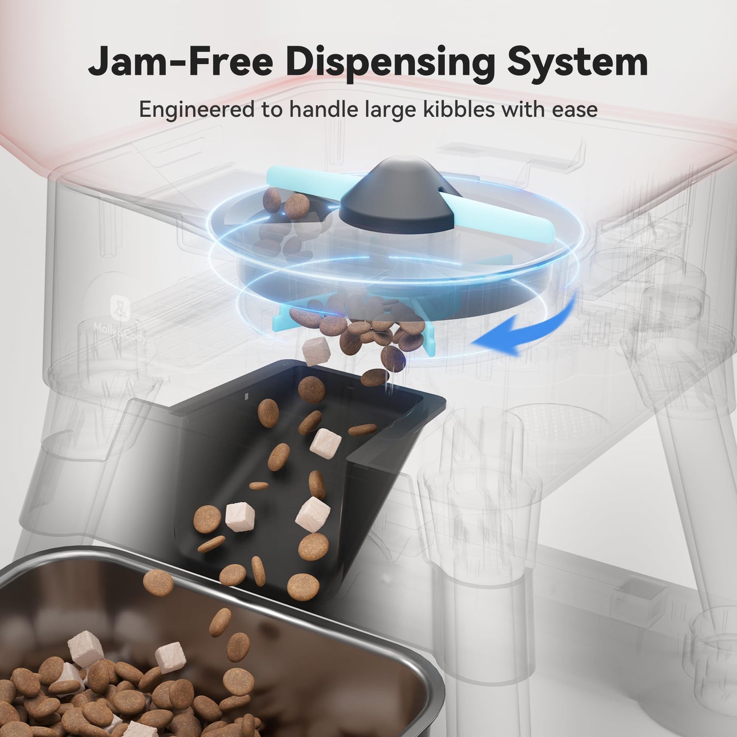 Automatic Dog Feeder for Large Dogs, 14L Capacity, Remote Feeding, Anti-Blockage System, Timed Auto Dog Food Dispenser, 2.4G WiFi App Control，Dual Power Supply,Stainless Steel Bowl