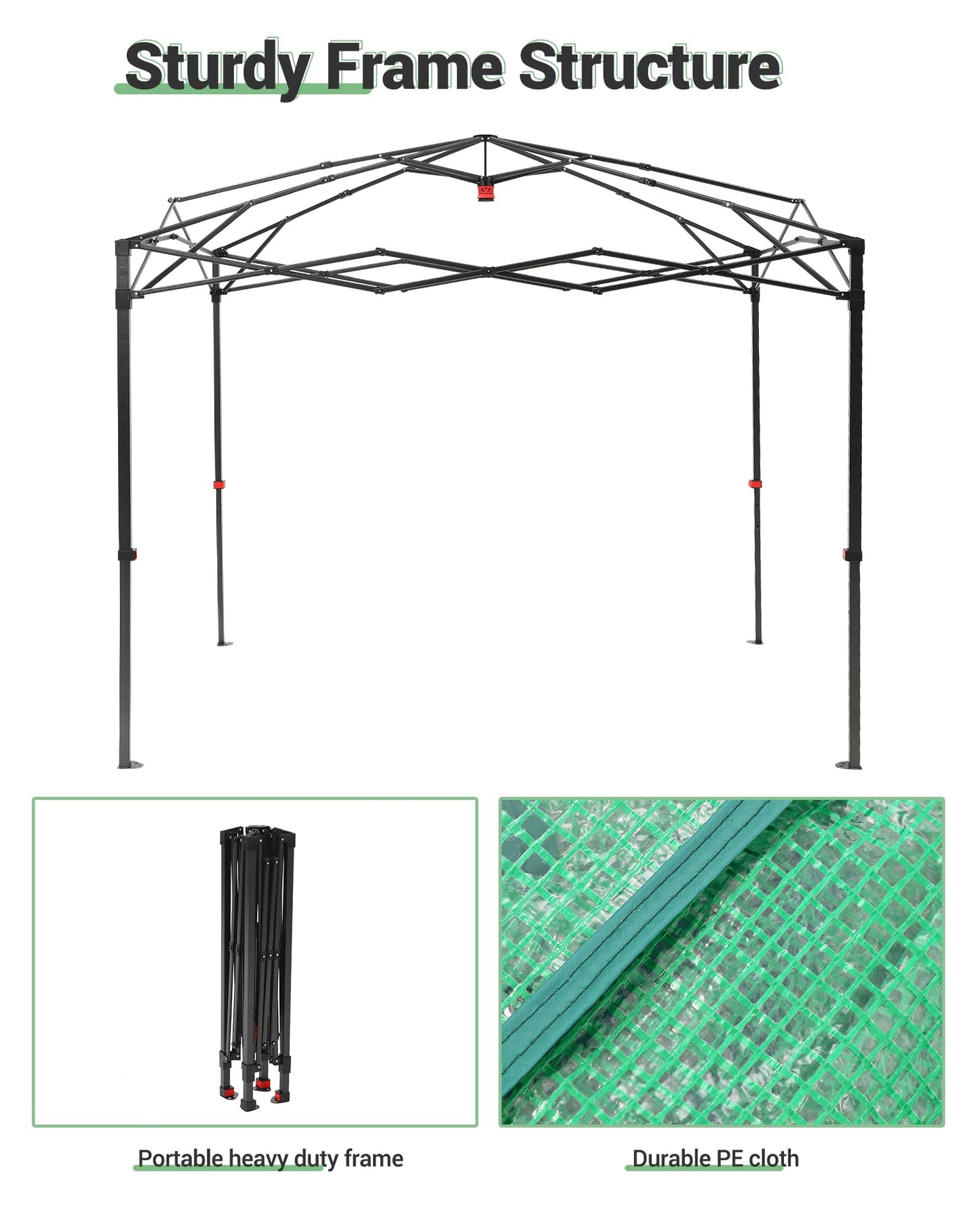 8x6 ft Portable Greenhouse for Gardening, Walk-in Plant Houses for Winter Protection, Durable PE Cover Greenhouse Kit for Indoor & Outdoor Use, Zippered Doors