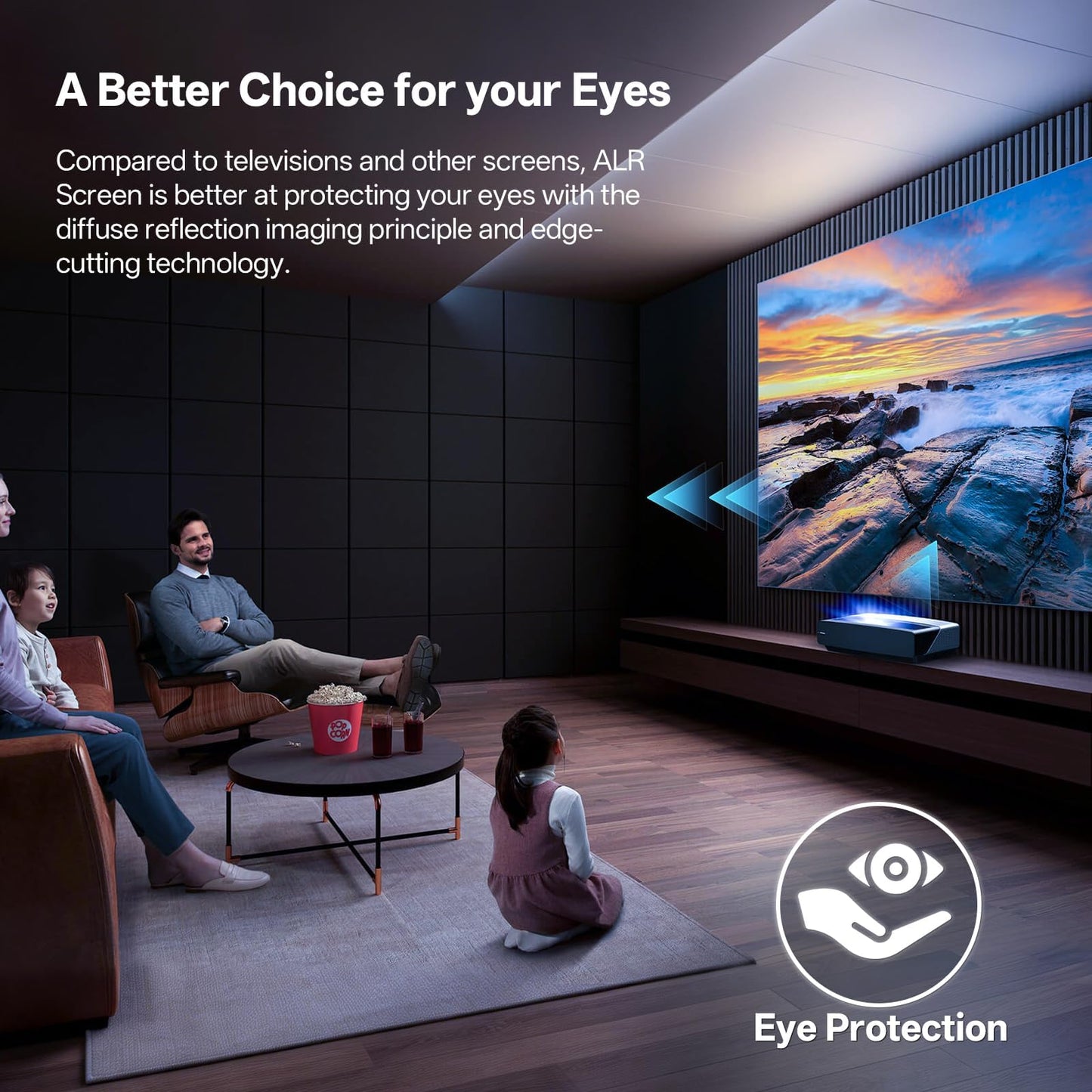 ALR Projector Screen, 100 Inch UST Projector Screen with Stand, Fresnel 95% Ambient Light Rejecting grey projection screen, Active 3D & 4K Ultra HD HDR, wall-mounted, Portable for Indoor & Outdoor Use