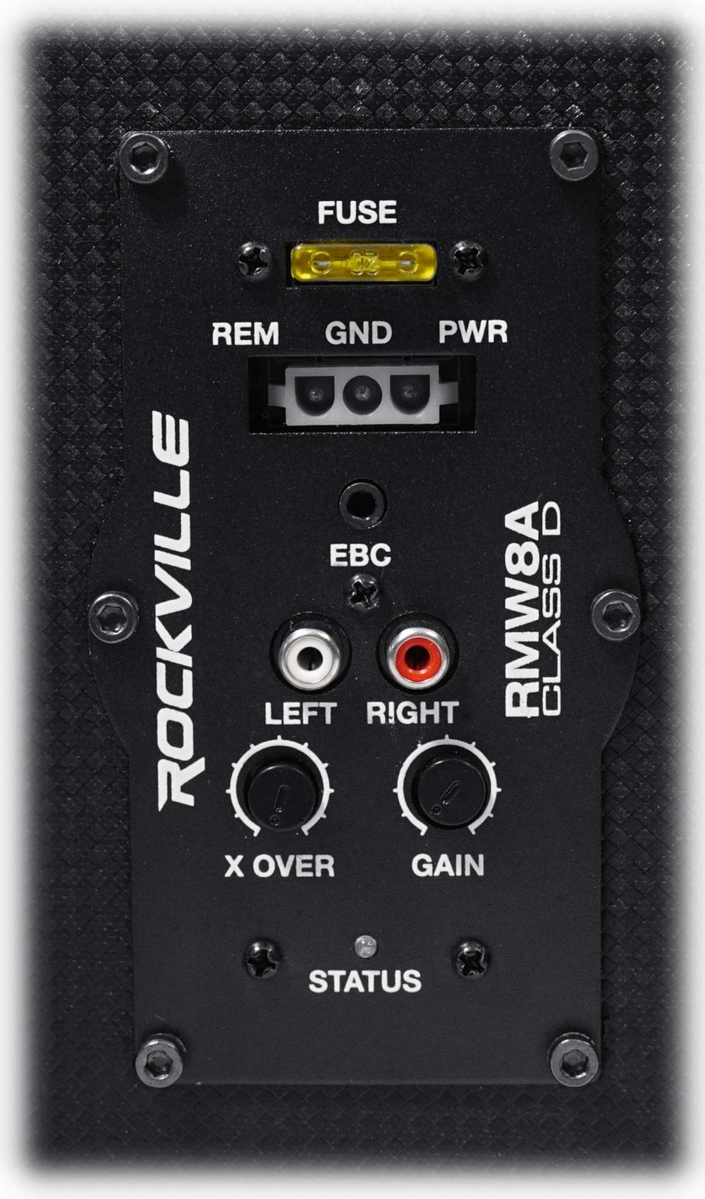 Rockville RMW8A 800W 8" Powered Truck Subwoofer, Class-D Amp, 4 Ohm, Slim Ported Enclosure, Remote Bass Control, Durable MDF with Grill, for Car Audio