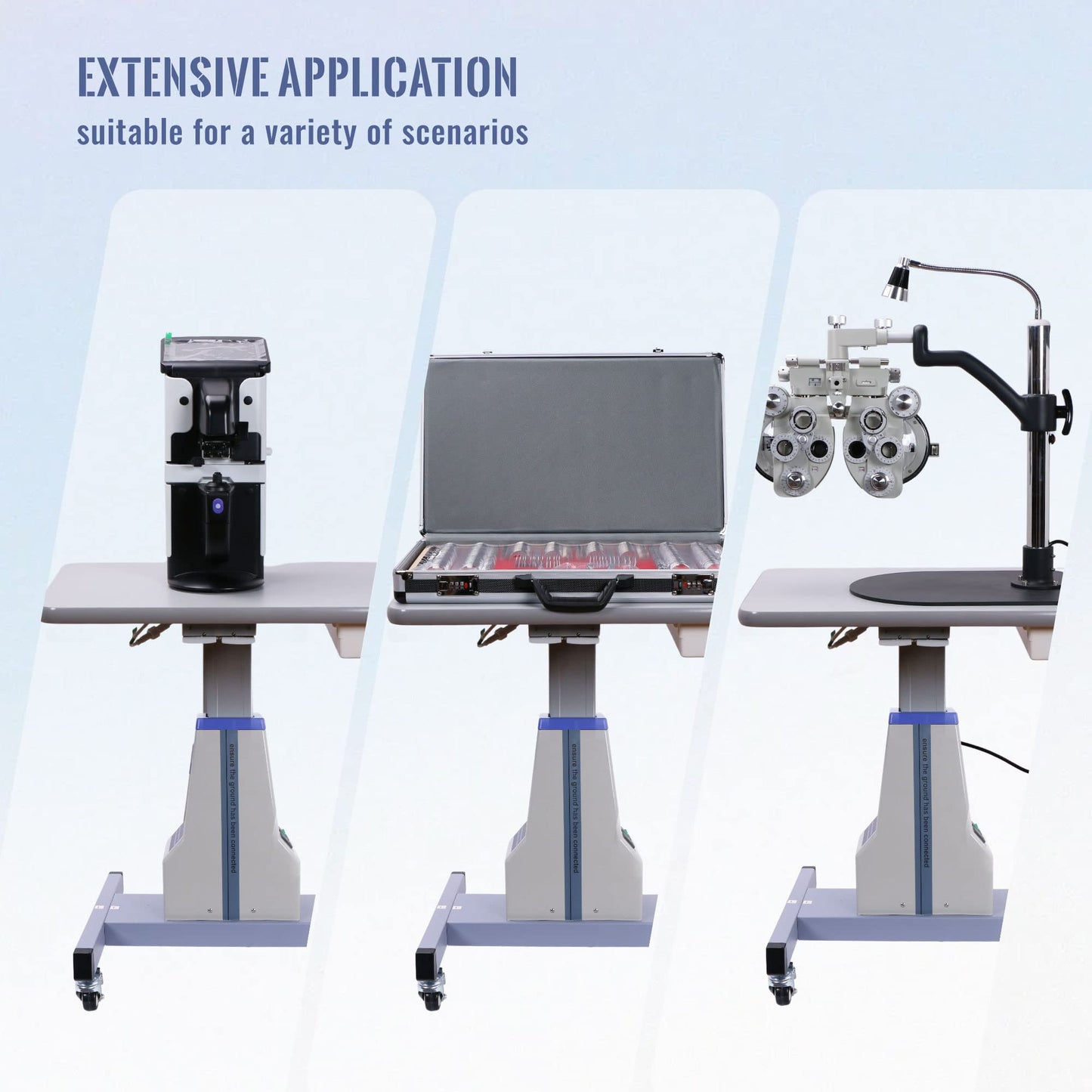 UCanSee Optometrist Motorized Table- Ophthalmic Electric Table Optical Eyeglass Instrument Table with Drawer, Working Size 15.7" Wide,22.8" Long