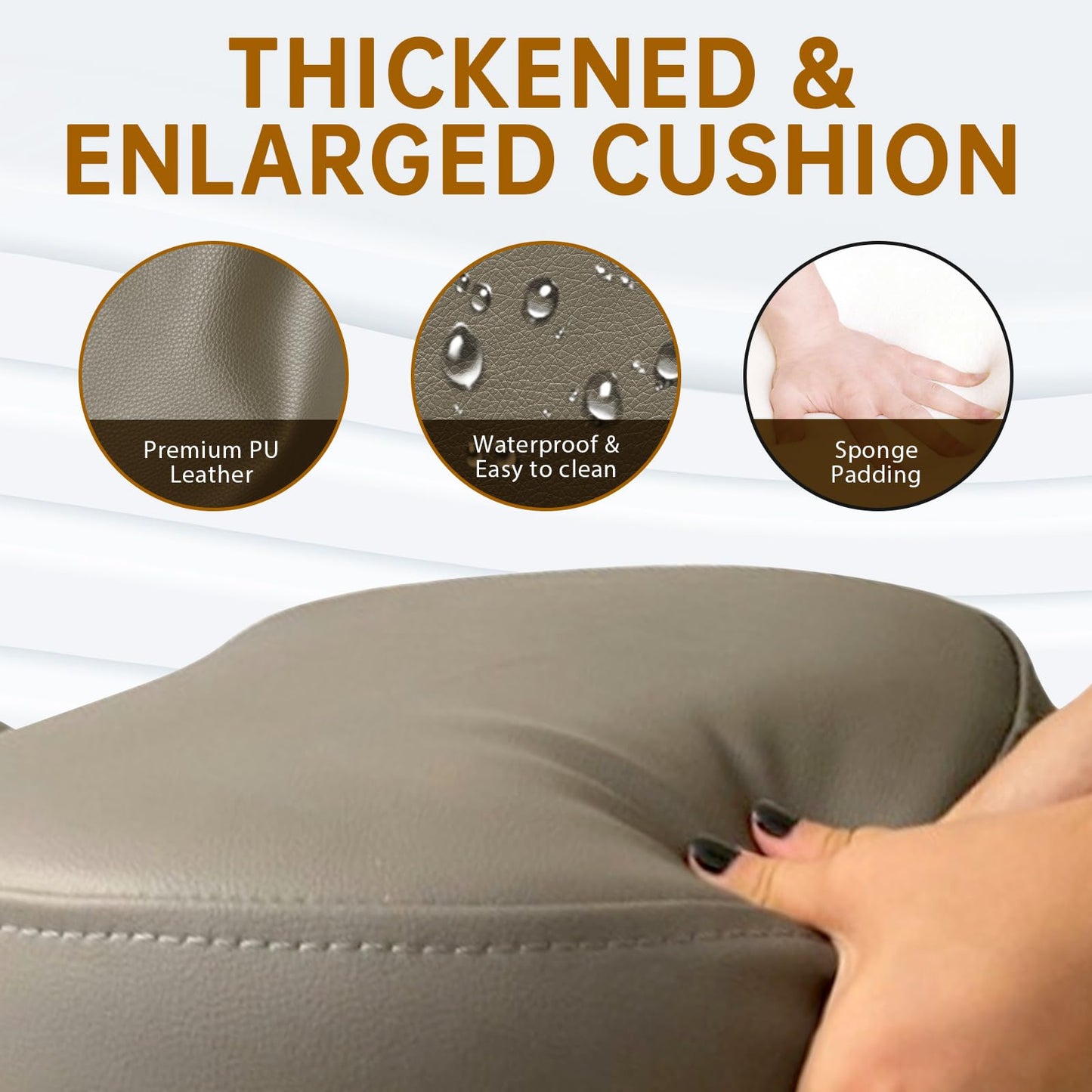 PU Leather Ergonomic Kneeling Chair, Adjustable Home and Office Stool with Thick Pads and Flexible Lockable Brake Wheels for Back Pain Relief（Dark Brown）