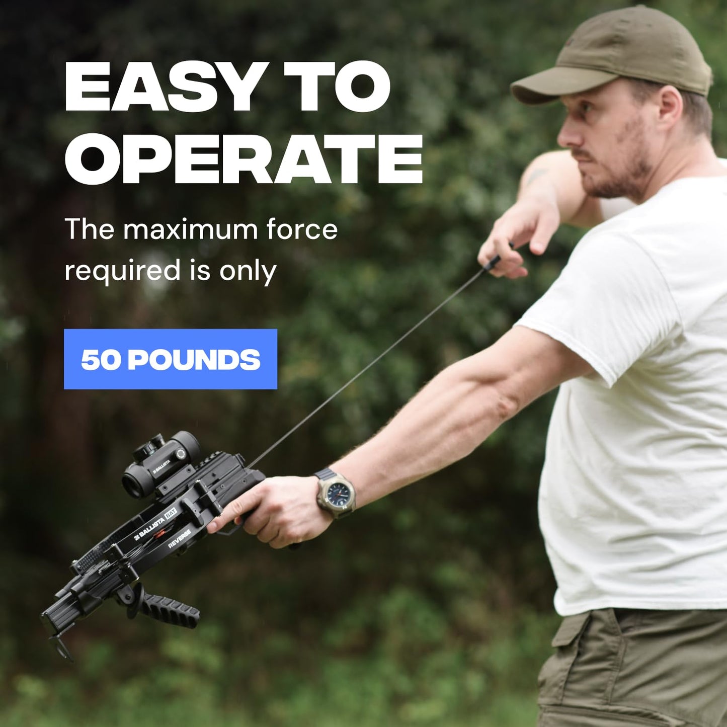 BALLISTA BAT Reverse L-Stock Draw Compound Crossbow for Hunting, Fishing and Target - Fast 340 fps, Powerful 150 lbs, Lightweight 4 lbs