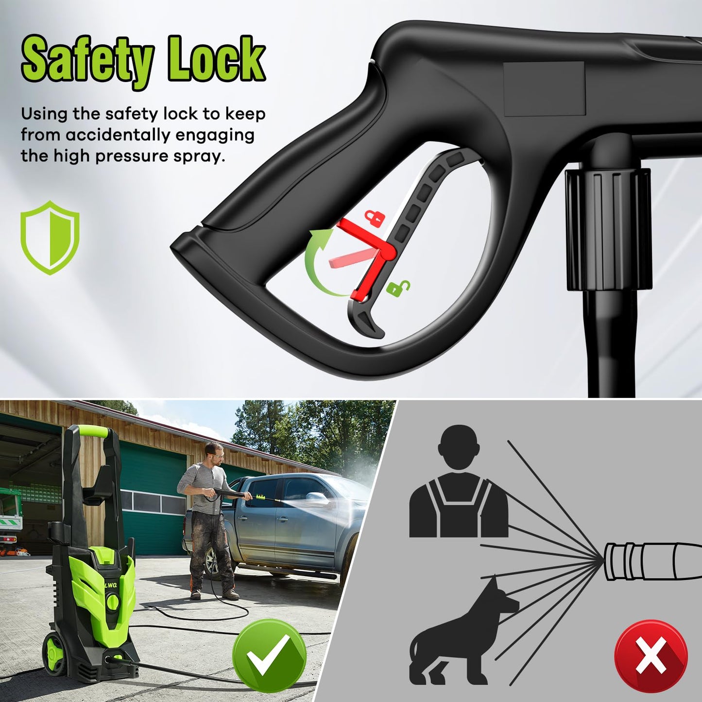 LWQ Pressure Washer, Portable Power Washer, 4 Quick Connect Nozzles, High Pressure Cleaning Machine for Car Fence Driveway Patio Washing and More