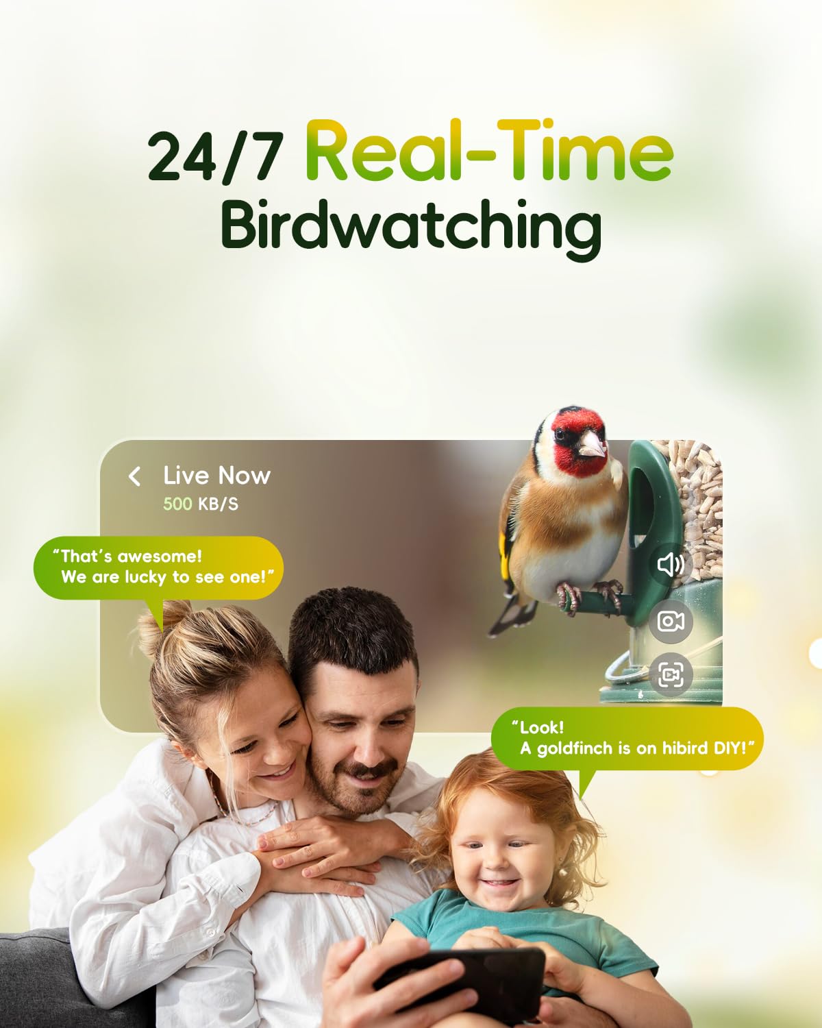 Hibird 4K HD Smart Bird Feeder Camera, 2.4G/5G Dual WiFi Wireless Outdoor, 6X Slow Motion Auto Bird Video Capture, Instant Notifications, AI Identify 10000+ Species for Everyone