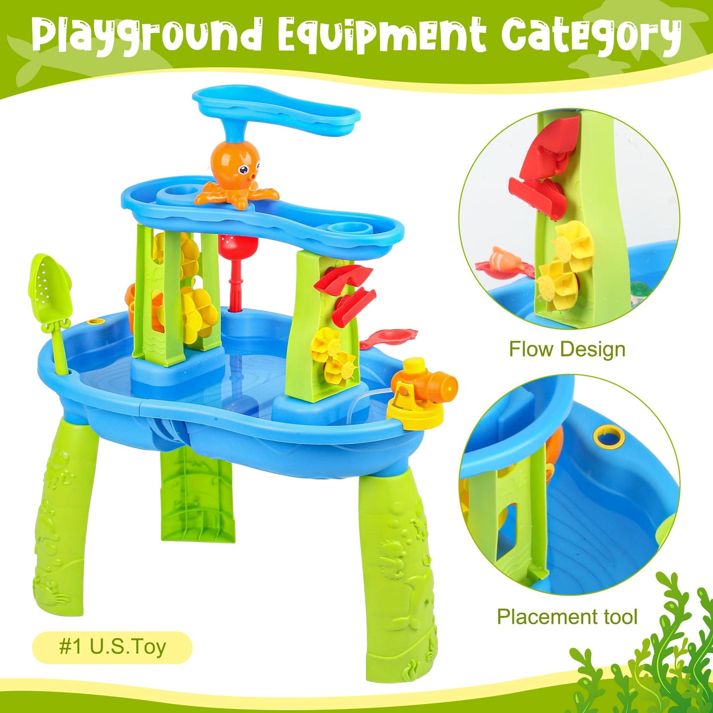 Hanyutom 2026 Upgraded Toddler Sand Water Table Toy, Summer Outdoor Beach Sensory Activity Playset and Water Table Toys, Party Birthday Gifts for Girl Boy Age 4+ (Blue)