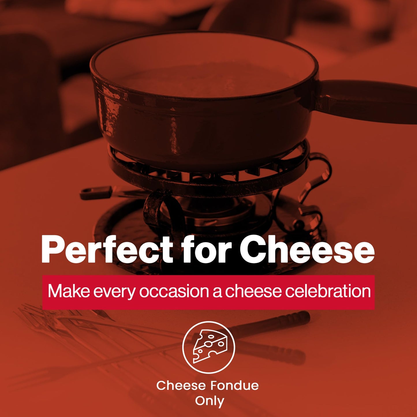 Swissmar Lugano Cast Iron Cheese Fondue Set, 9-Piece, 2 QT / 2 L - Ideal for Melting Cheese, Chocolates, Caramel, & More - Perfect for Kitchen Collection & Gift Giving - Metallic Black
