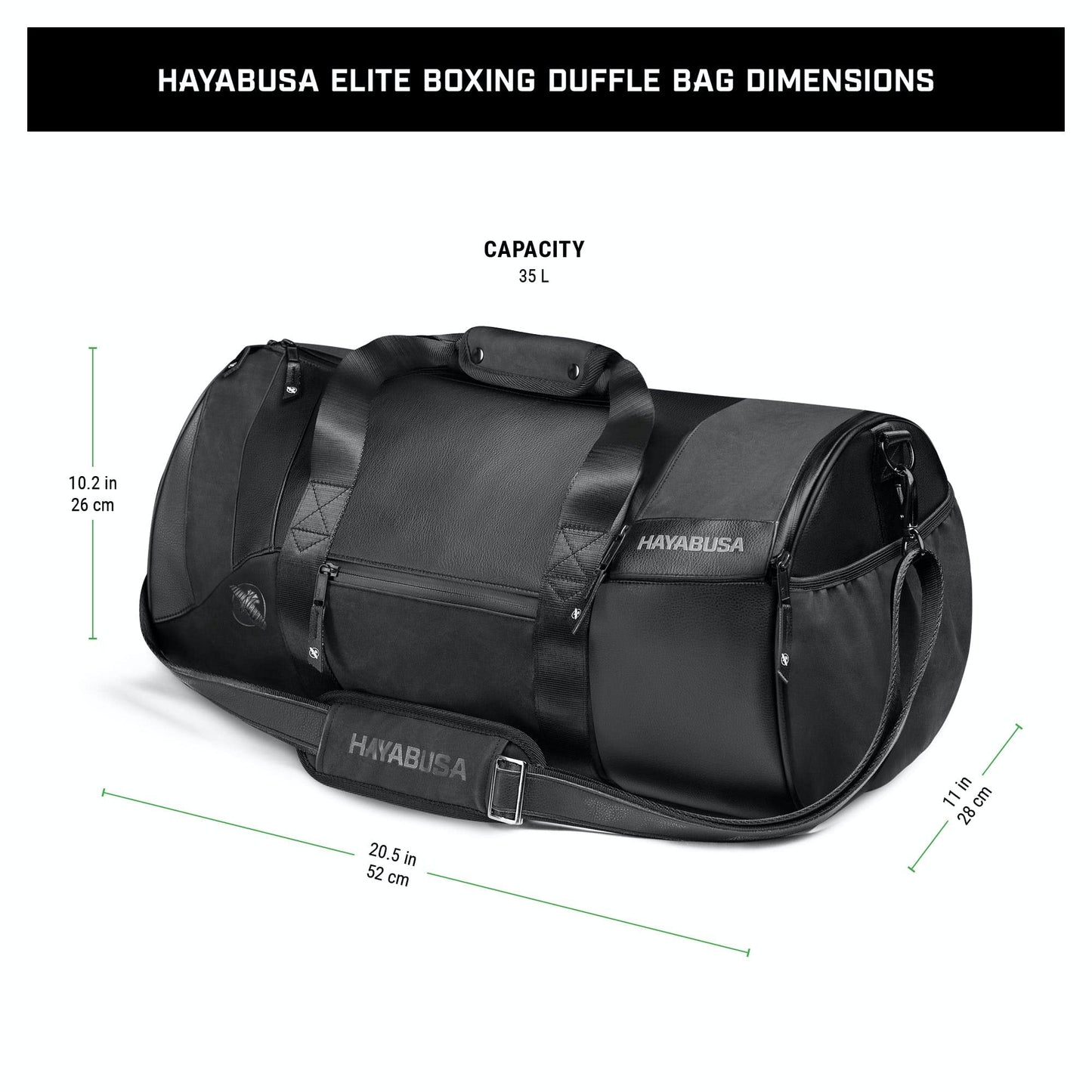 Hayabusa Elite Boxing Duffle Bag - 35 Liters, Black