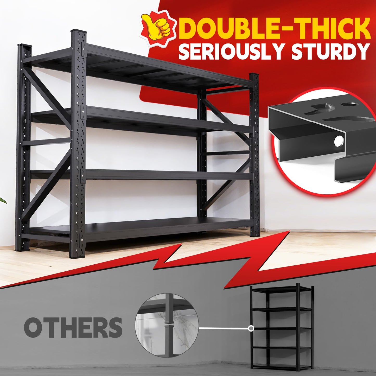 7000LBS Storage Shelves Heavy Duty, Metal Storage Shelves 4 Tier Units Adjustable Utility Rack Shelf, Heavy Duty Garage Racks Shelving for Basement, Industrial, Garage Shelving 60" W x 24" D x 70" H