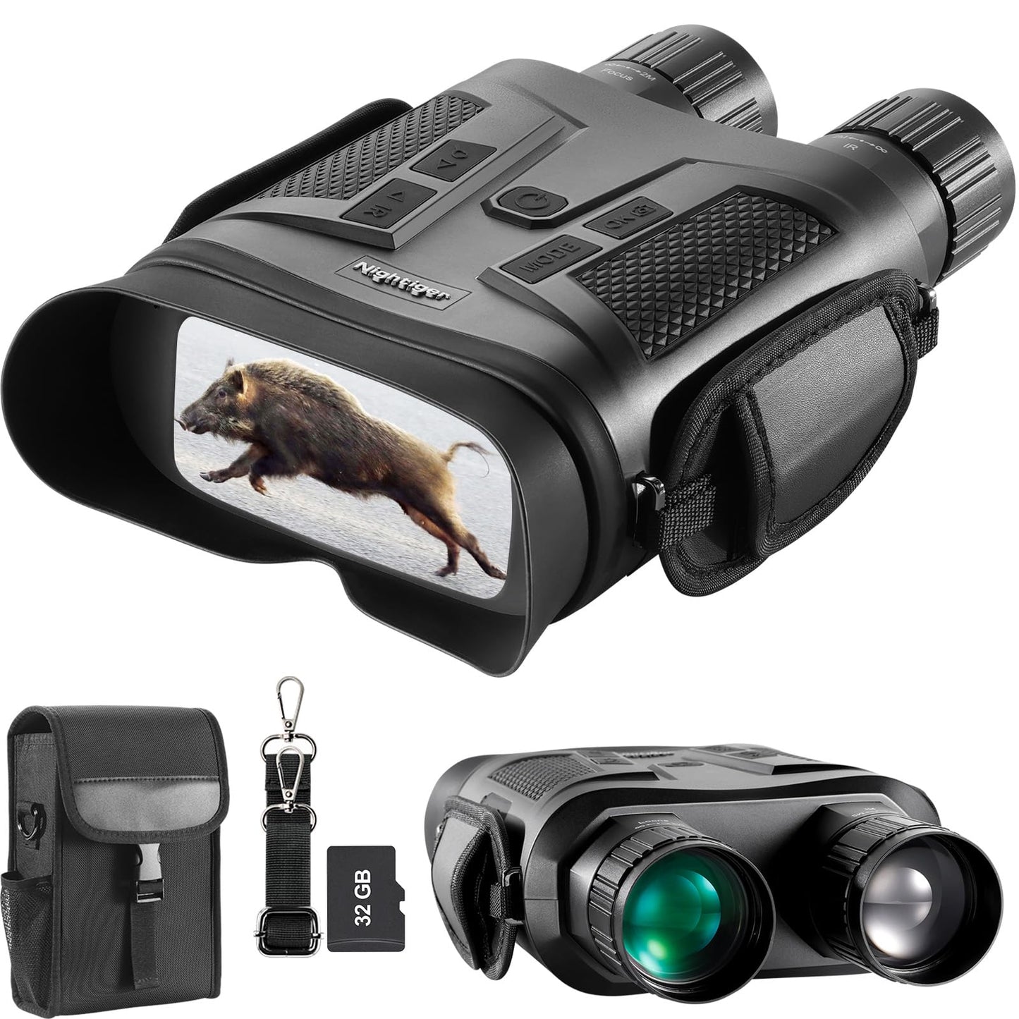 Nightiger Day/Night Vision Binoculars with Ranging Function - Large HD Screen, 10X Digital Zoom, 2624FT Viewing Range, 7000mAh Rechargeable Infrared Night Vision Goggles for Adults