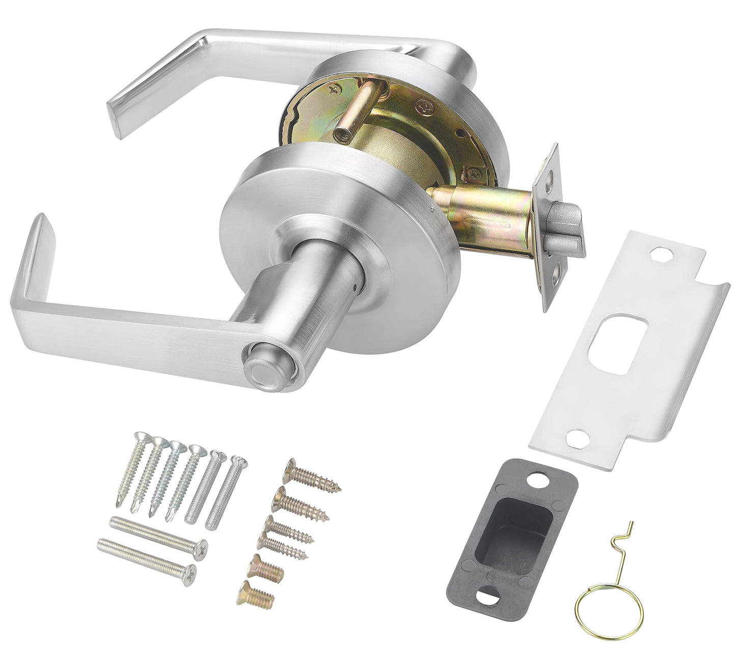 LO-LOCK HARDWARE Commercial Lever Door Lock - Heavy-Duty Locking Door Handle, ADA Door Handles, Cylindrical Lever Lock, Non-Handed Grade 2 Industrial Door Handle, 26D Satin Chrome, Privacy/Bathroom