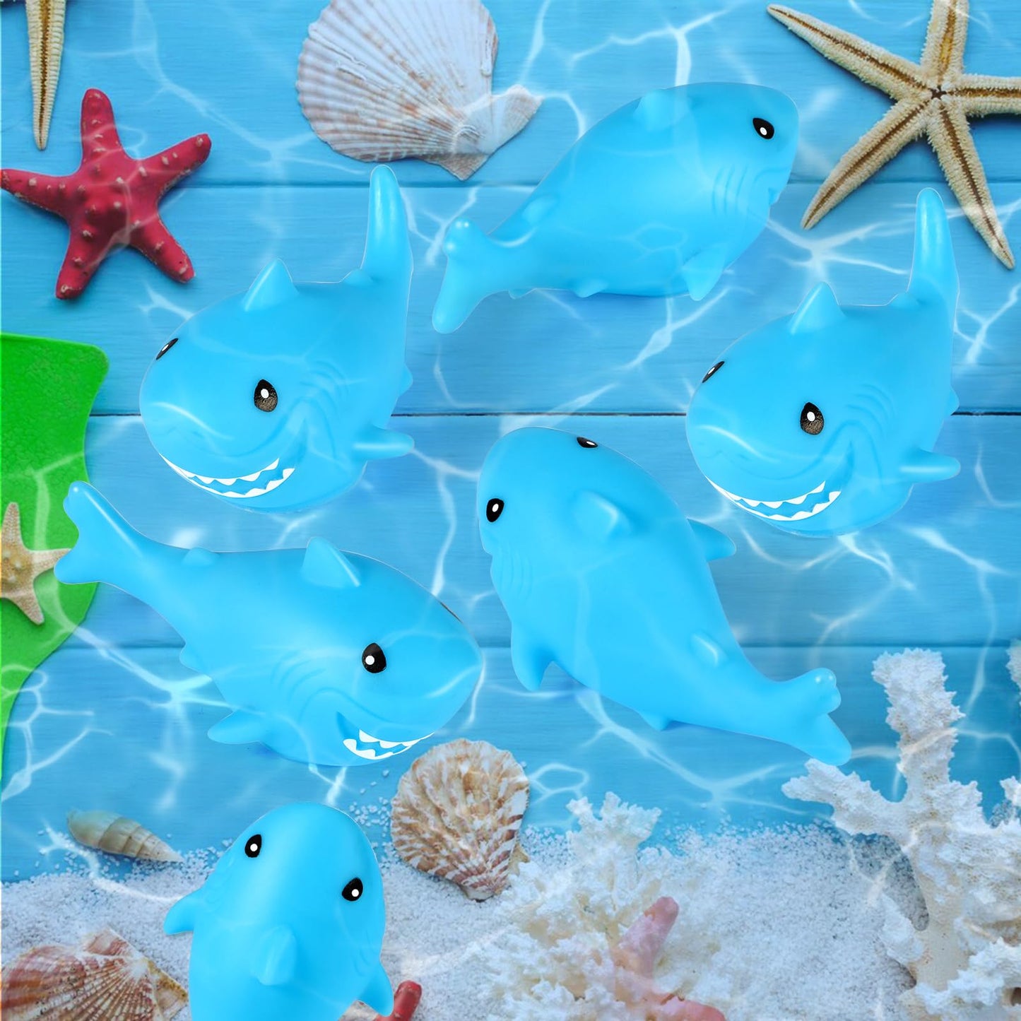 Mototo 30 Pieces Rubber Shark Toys Bulk, Cute Bath Squishy Toys Small Swimming Bathtub Pool Kids Play for Shark Week Themed Box Goodie Bags Treasure Hunt Carnival Cruise Birthday Party Favor, Blue