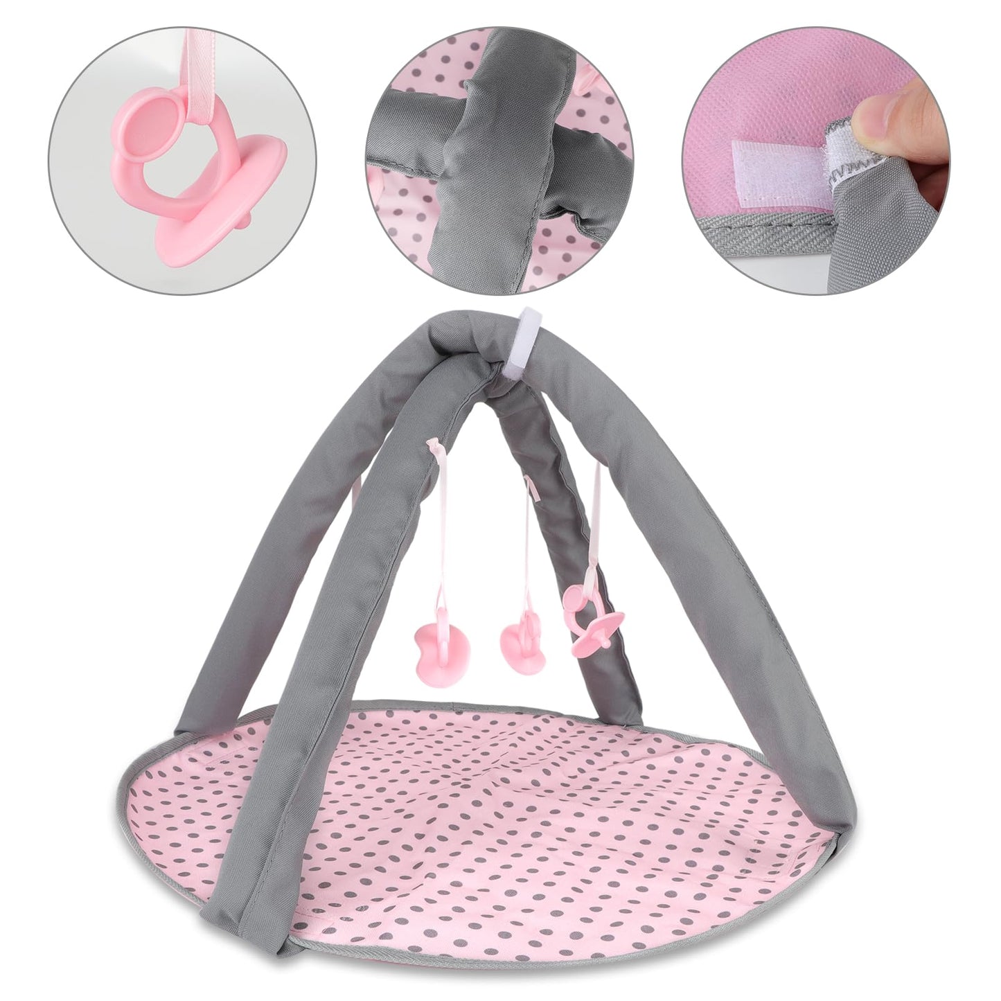 deAO Baby Doll Stroller Crib Bed Nursery Role Play Set Baby Doll with Accessories and Play Mat,Travel Cot,Bouncer,Foldable Stroller and Travel Bag Gifts for Toddlers Girls Boys