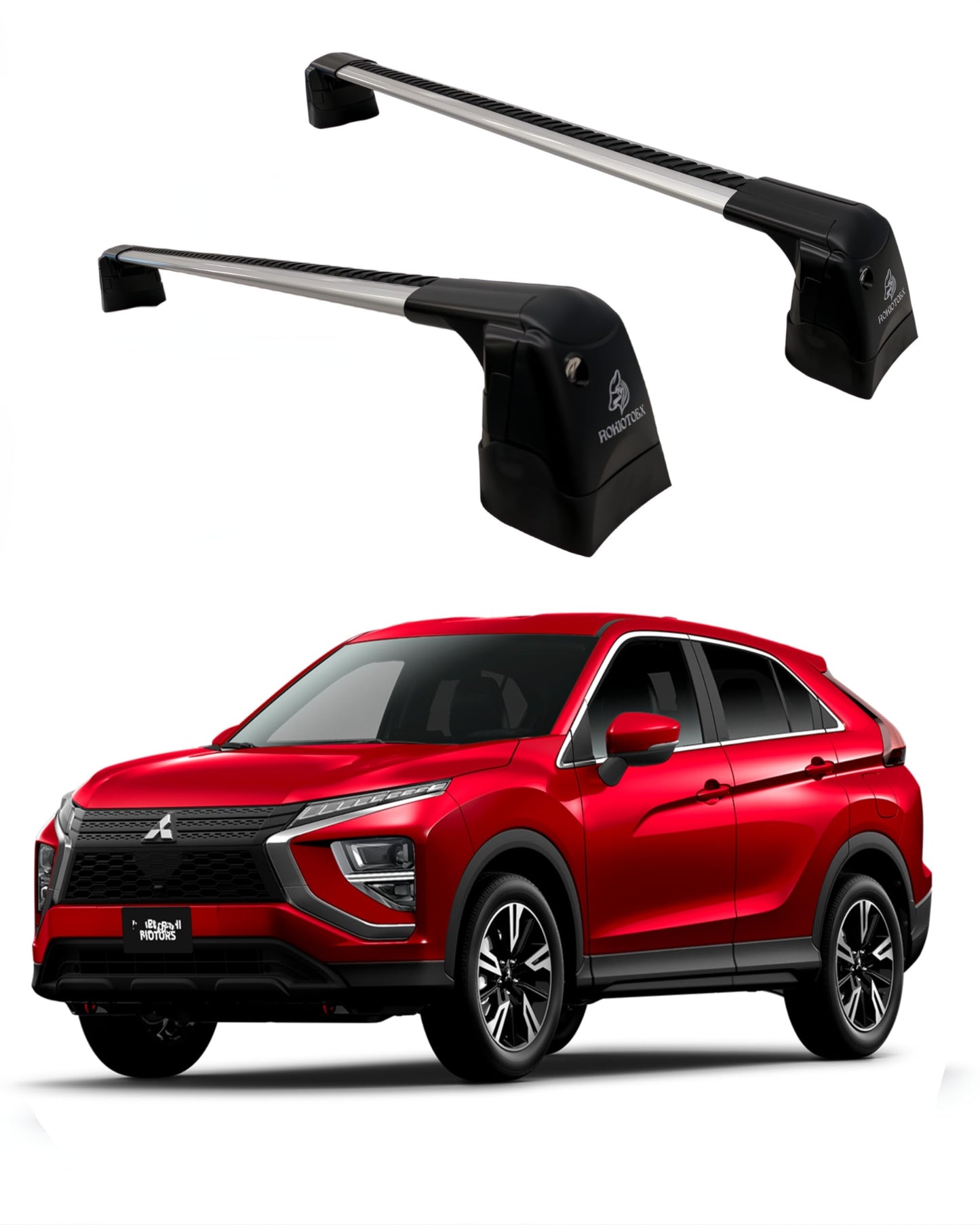 ROKIOTOEX Roof Rack CrossBars -Fit for 2018-2026 Eclipse Cross Bare Roof Fixed Point -Fits Panoramic Sunroof - 220LBs Load Bar - Lock Cap- Easy Install - Wind Noise Reduction Strip - Cheetah Silver