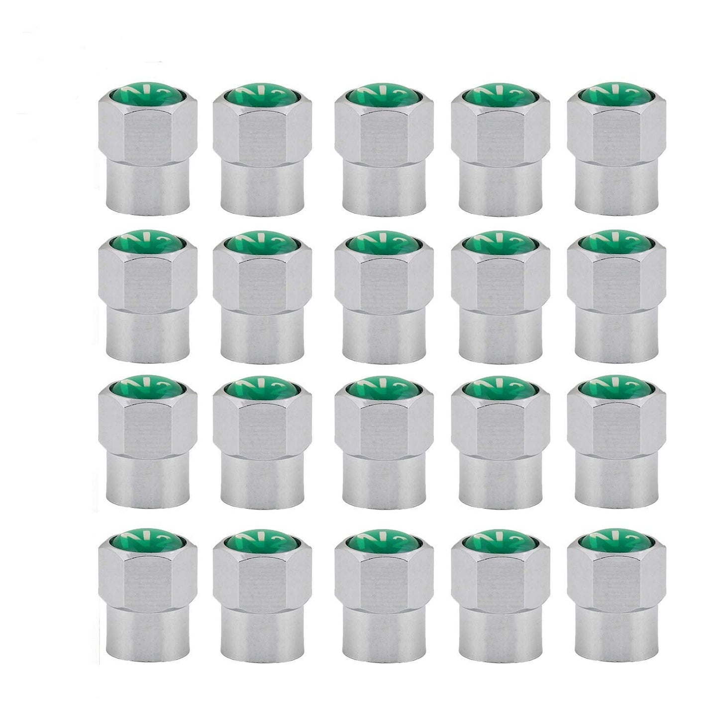 GODESON Pack of 20 Chrome Plated Brass Tire Valve Stem Caps with N2 Nitrogen Logo