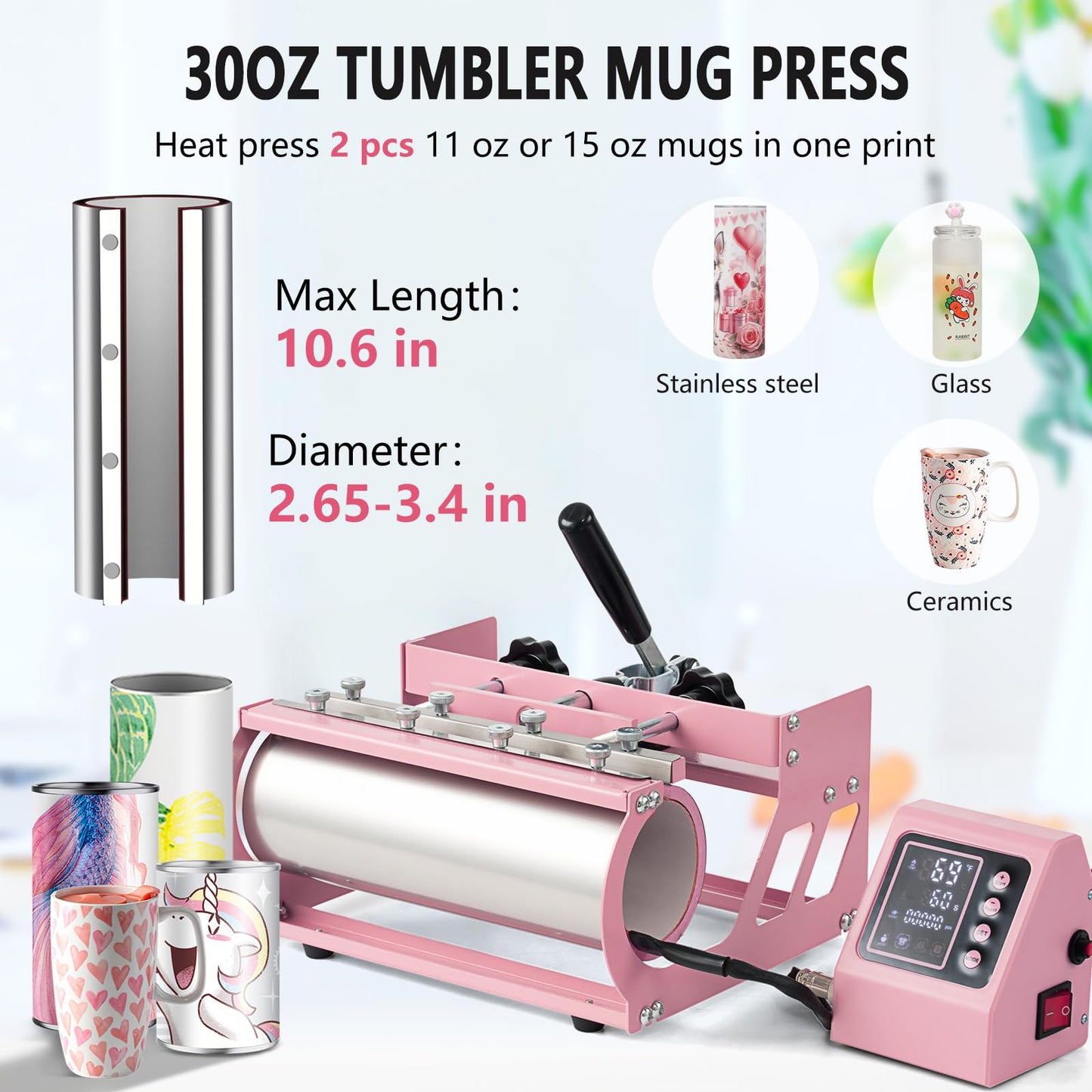Hitgrand Heat Press Machine 12x15 inch, Heat Press Machine for T-Shirts, 5 in 1 Heat Press with 30 OZ Tumbler Press, Combo Tumbler Heat Press Machines Sublimation for Hat Cap Mug Plate