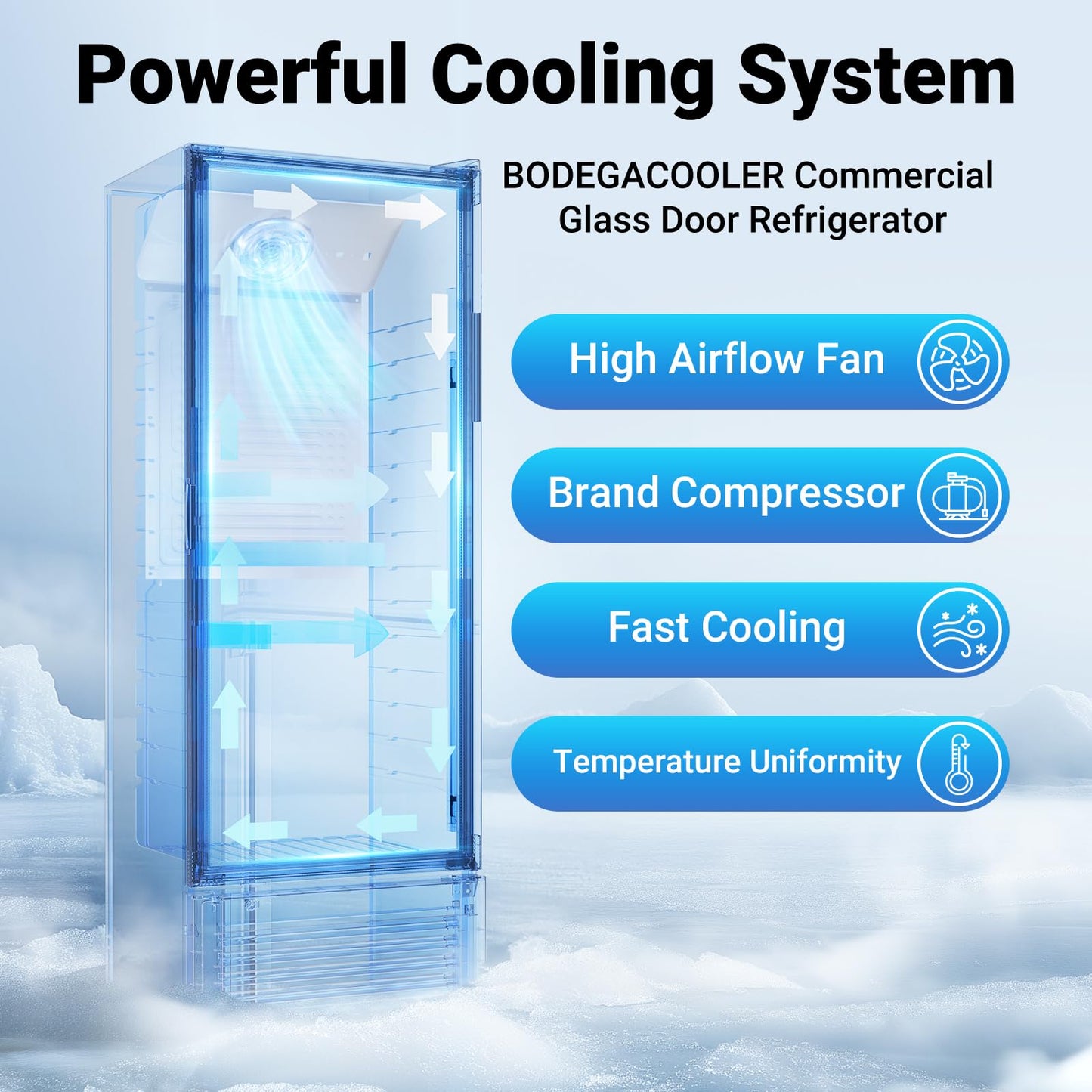 BODEGACOOLER Beverage Refrigerator, 326L/344 Qt Commercial Refrigerator For Kitchen, Home,Office and Garage, 312 Cans & 192 Bottles Display Refrigerator For Beer,Soda, Bar Cooler with Soft LED Light.