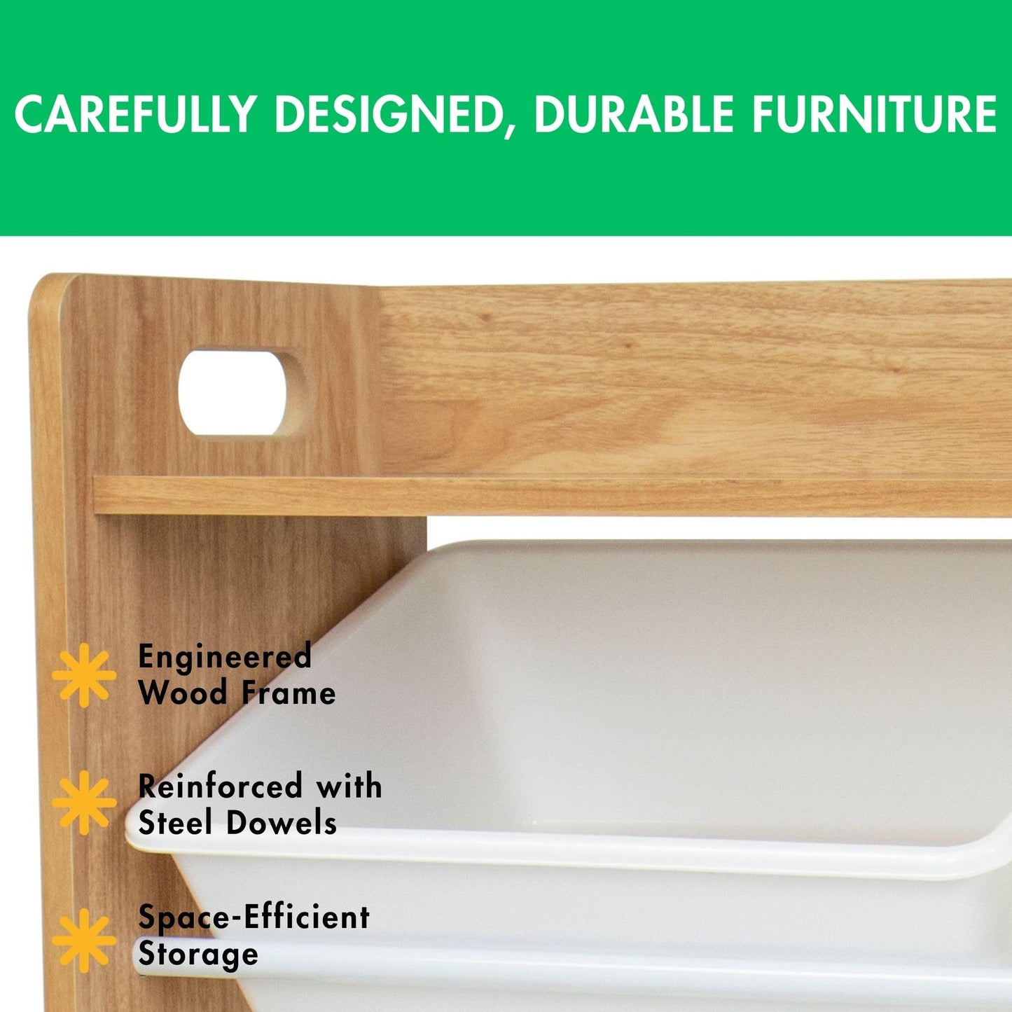 Humble Crew Toy Storage Organizer with Top Shelf and 9 Removable Bins, Natural/White – Toddler Bookshelf with Toy Organizer - Modern Toy Rack Ideal for Kids' Rooms, Playrooms, and Nurseries