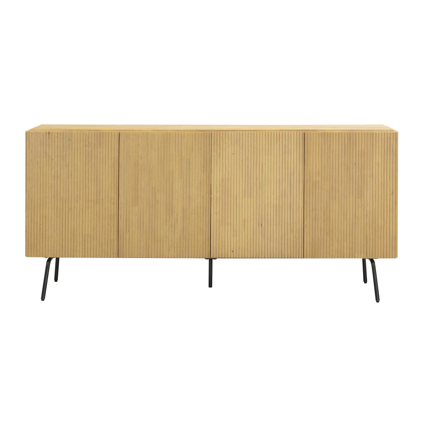 NTC Veil Modern Sideboard with 4 Doors, Buffet Cabinet with Vertical Groove Design and Metal Legs, Storage Cabinet for Living Room, and Hallway, Effortless Assembly, Sand