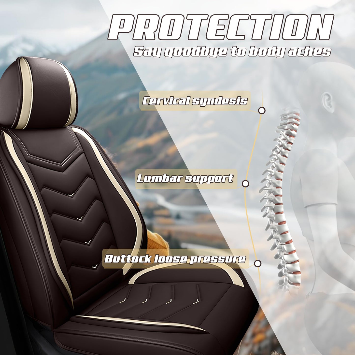 ACDY Car Seat Covers Fit for Honda 2000-2026, Stylish Sport Seat Covers, Waterproof Wear-Resistant Premium Nappa Leather Car Seat Covers.(2 Pcs Front/Coffee Color)