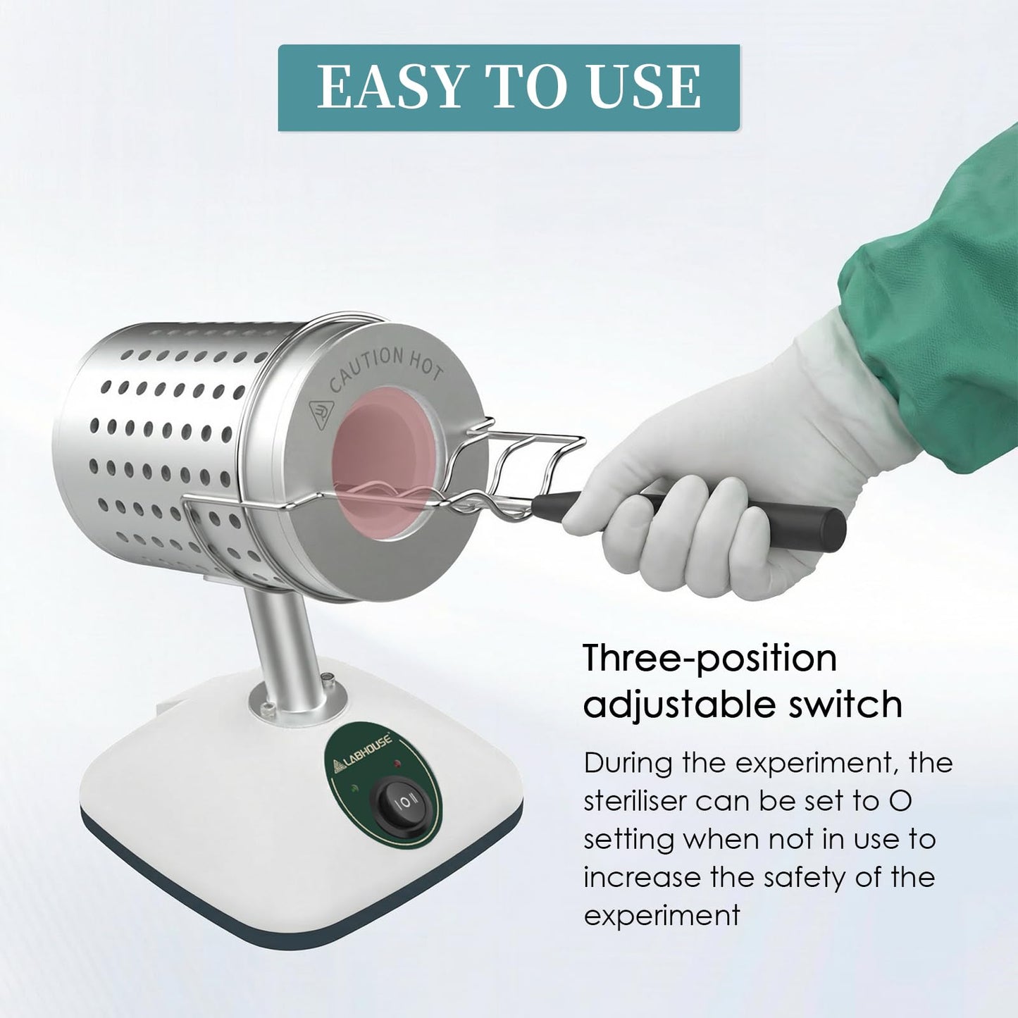LABHOUSE Lab DS-900S Infrared Sterilizer Autoclave Sterilizers Two Adjustable Heating Temperatures 400°C/825°C for Scalpel Needle Inoculating Loop Vaccination Ring,110V 240W