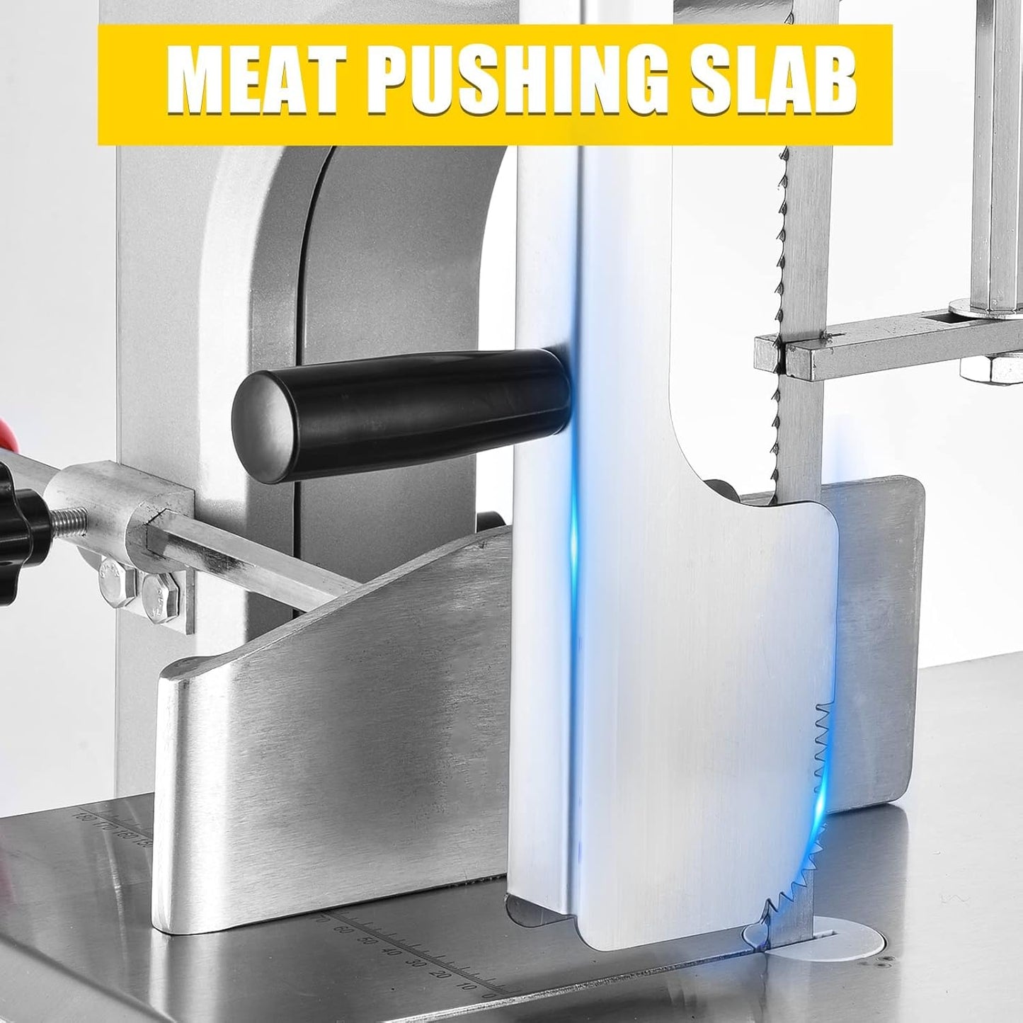 Chbiao Bone Saw Machine 18.8" x 14.9" Workbench, 1500W Electric Frozen Meat Cutter, Bone Commercial Meat Bandsaw for Butchering with 5 Saw Blades