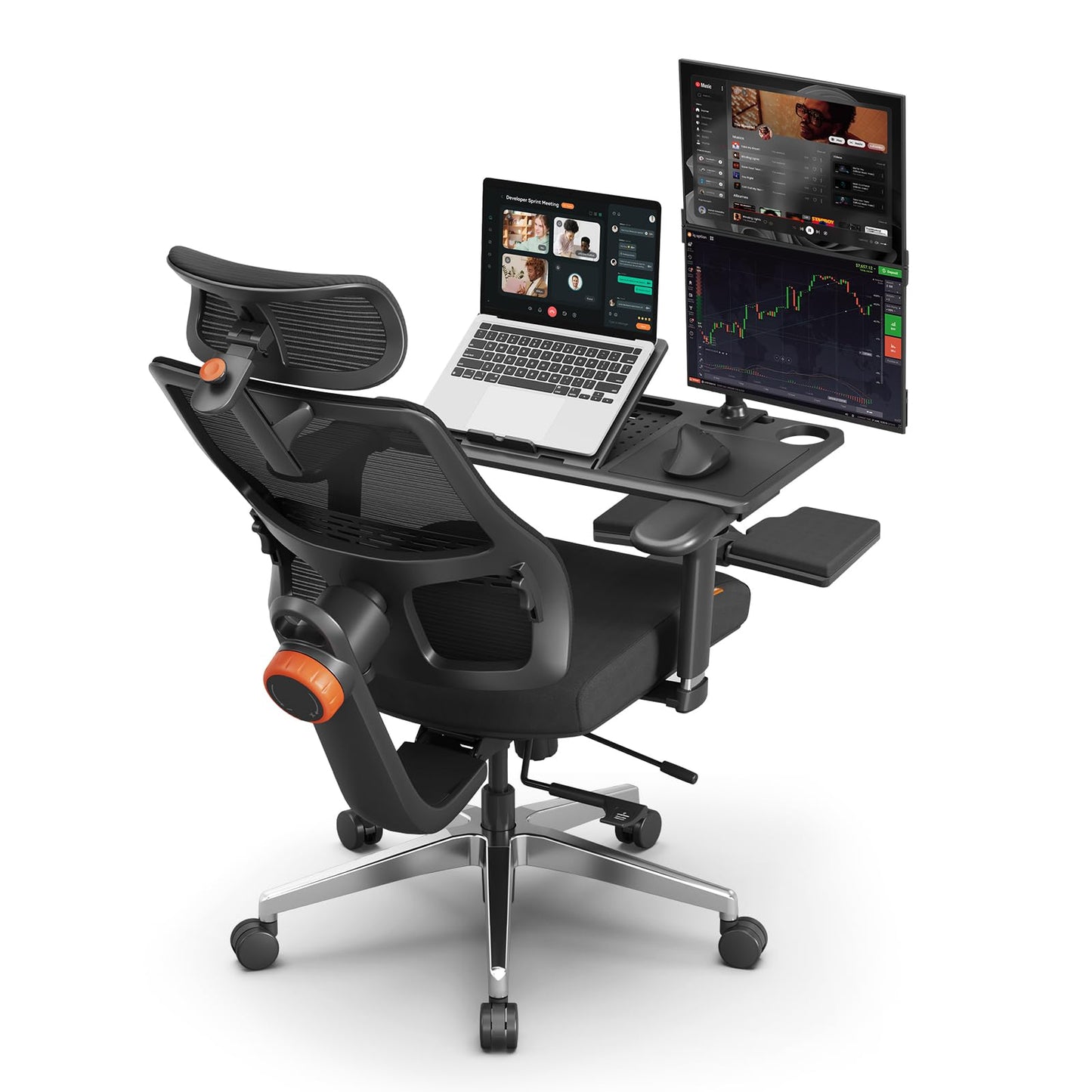 Newtral Ergonomic Office Chair, High Back Desk Chair with Footrest, Auto-Following Lumbar Support & Headrest, 4D Armrest, Adjustable Seat Depth and Height
