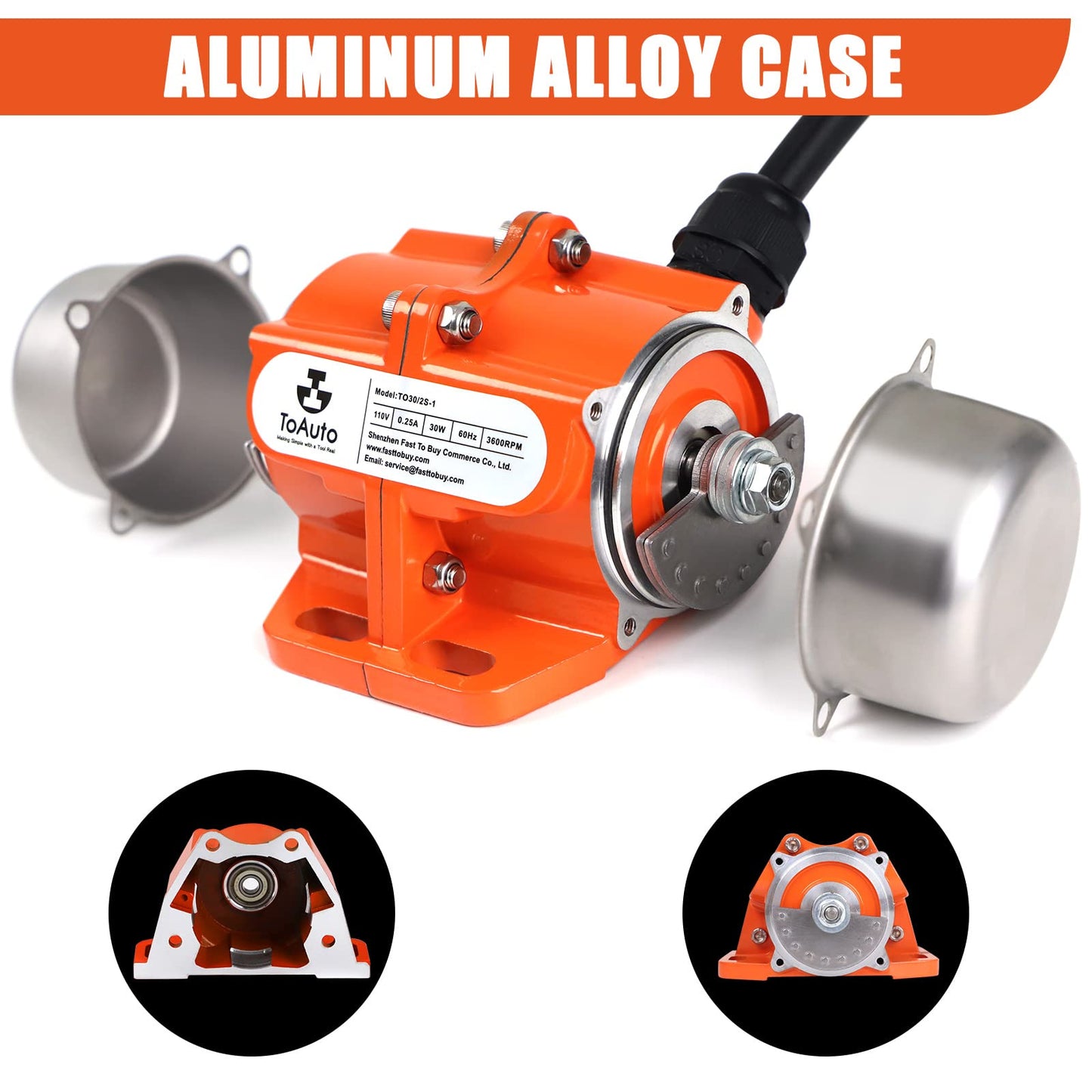 TOAUTO Concrete Vibrator Vibration Motor 150W Single Phase AC 110V 3600rpm Aluminum Alloy Case Vibrating Motor for Shaker Table