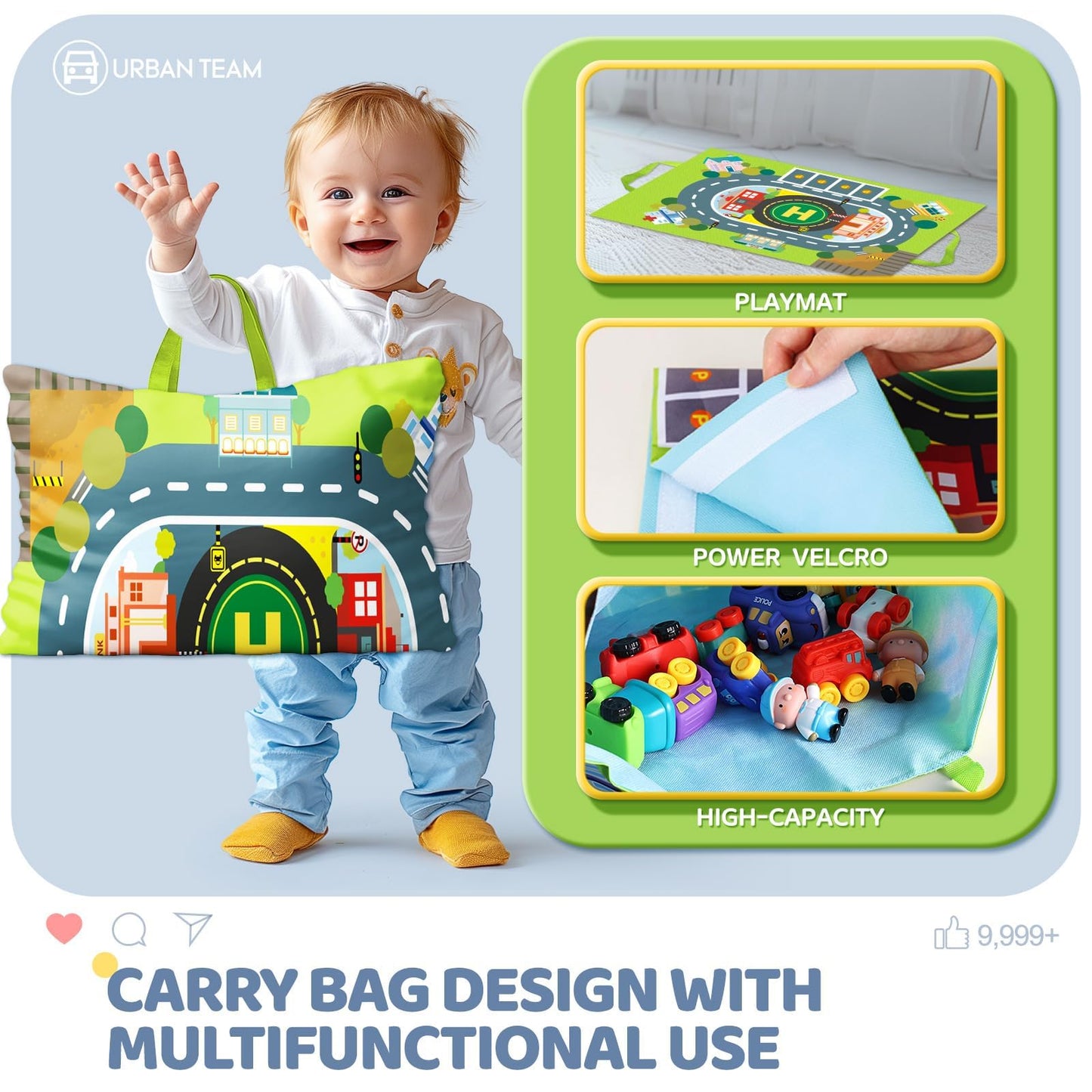 bessome Soft Rubber Toy Figure Car for 1 Year Old Boy with Playmat (Storage Bag)|12 PCS Cartoon Cars Baby Toys for 12-18 Months & Toddler Age 1-2|First Birthday|Gift for 1 2 3 Year Old Boy