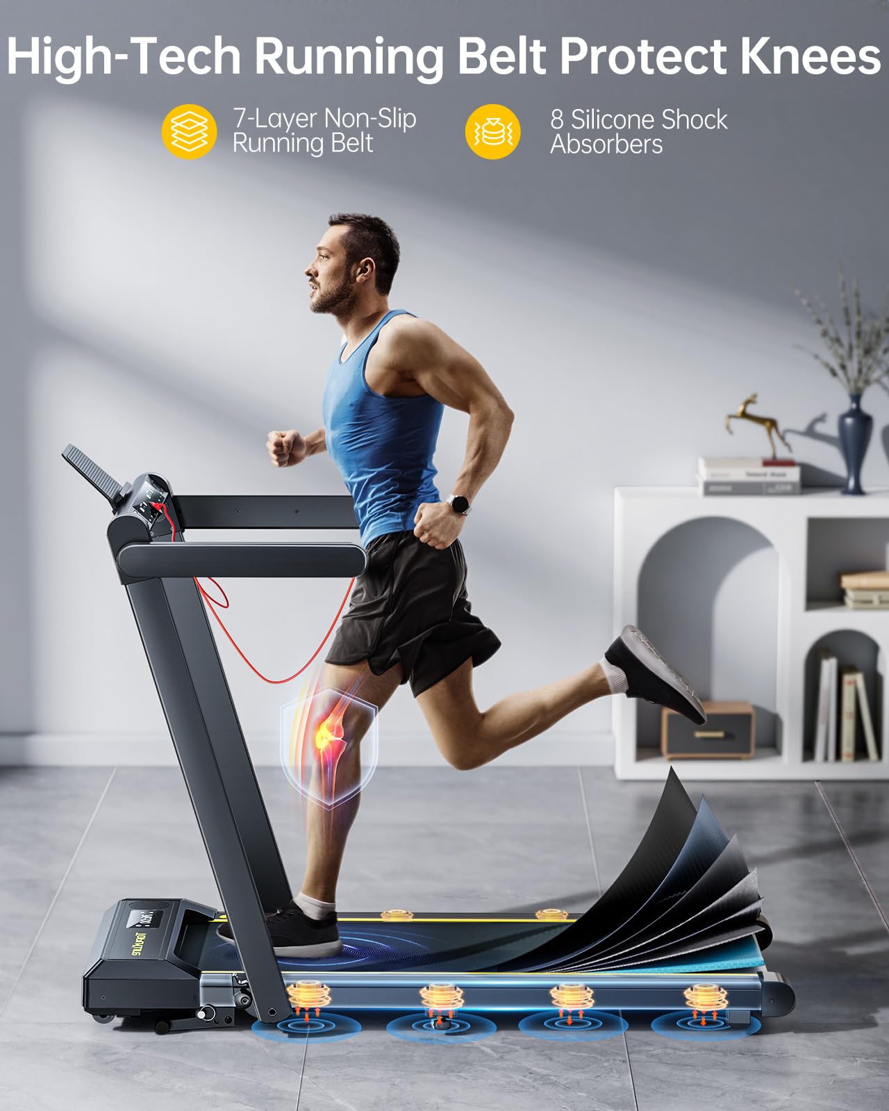 Walking Pad Treadmill with 12% Incline and Handle Bar, 4 in 1 Folding Treadmill for Home/Office, Under Desk Treadmills Portable Walking Pad with App & Bluetooth Speaker, 0.6-10MPH