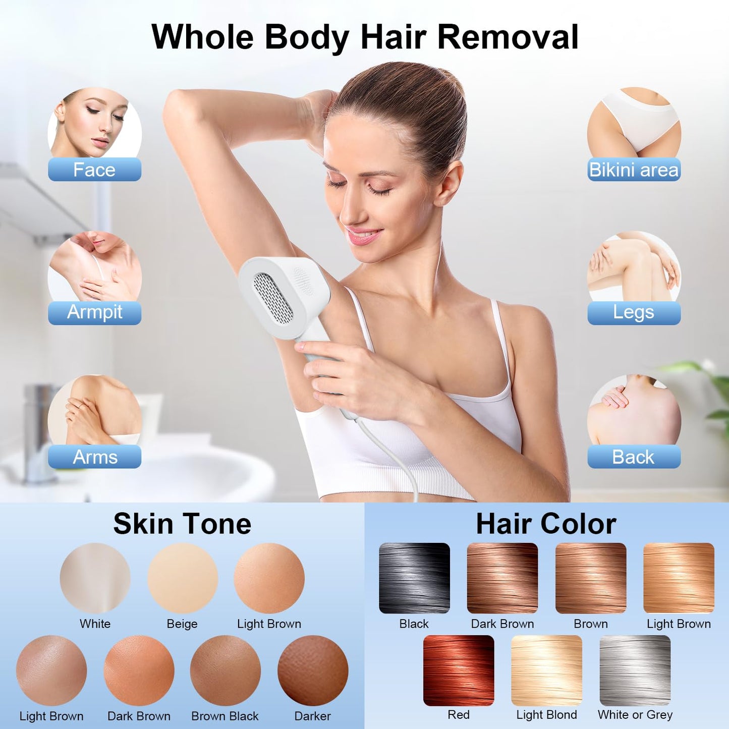 OPT Laser Hair Removal Device for Women & Men, At-Home IPL Hair Removal with Ice Cooling, 999,999 Flashes, Painless Laser Hair Removal for Face, Legs, Armpits, Bikini Line, and More – 9 Energy Levels