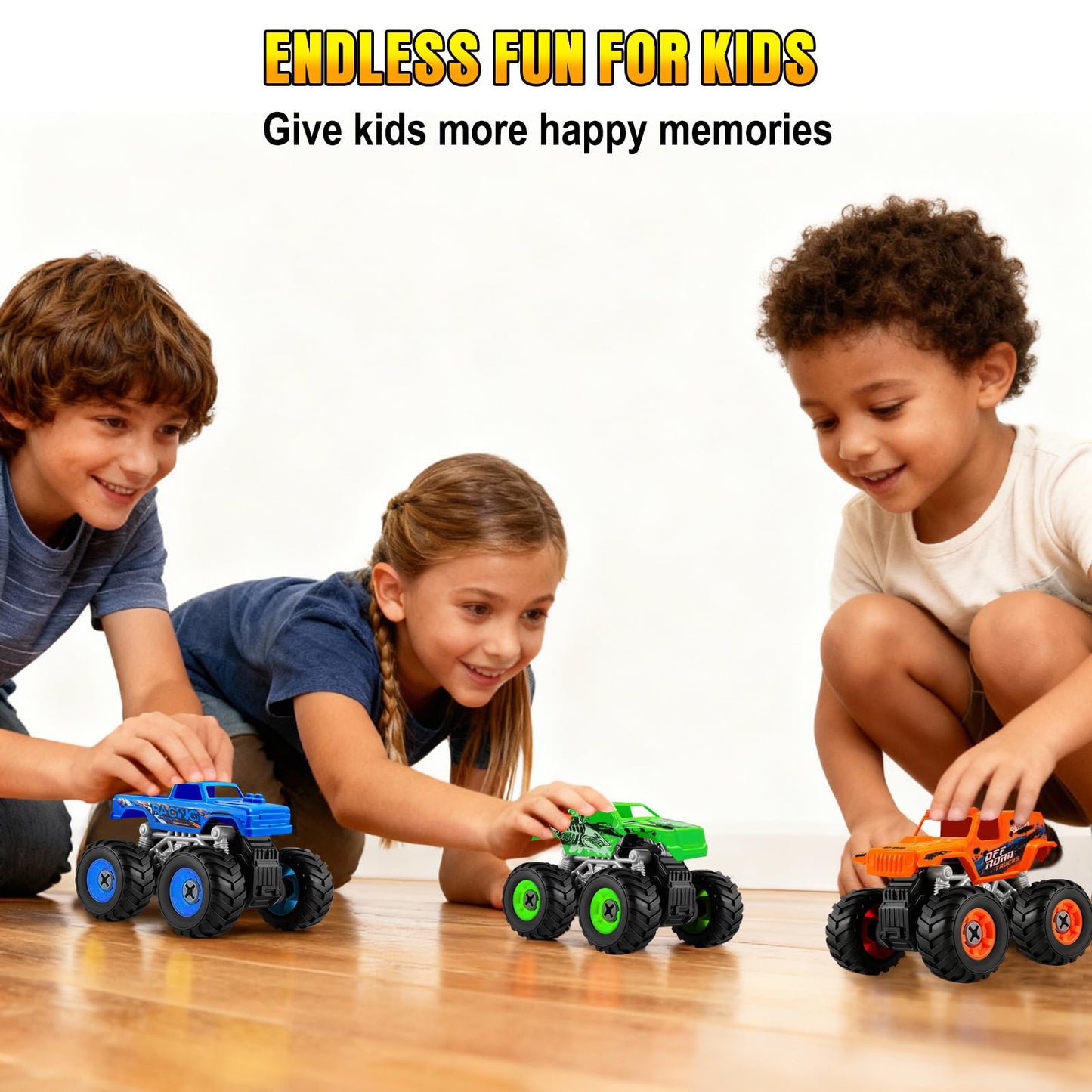 Bugrtarey Take Apart Monster Truck Toys for 3 4 5 6 7 8 Year Old Boys, STEM Educational Building Toys with Electric Drill & Storage Box, Kids Toys Christmas Birthday Gifts for Boys Girls Toddlers