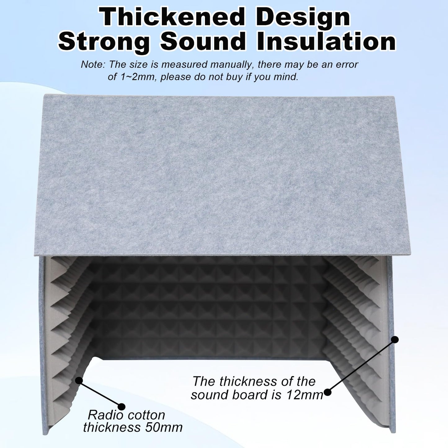28 Inch Desktop Soundproof Cover, Portable Vocal Recording Booth, Square Microphone Isolation Shield, Vocal Absorbing Shield, Small Music Recording Booth for Home Studio, Gray