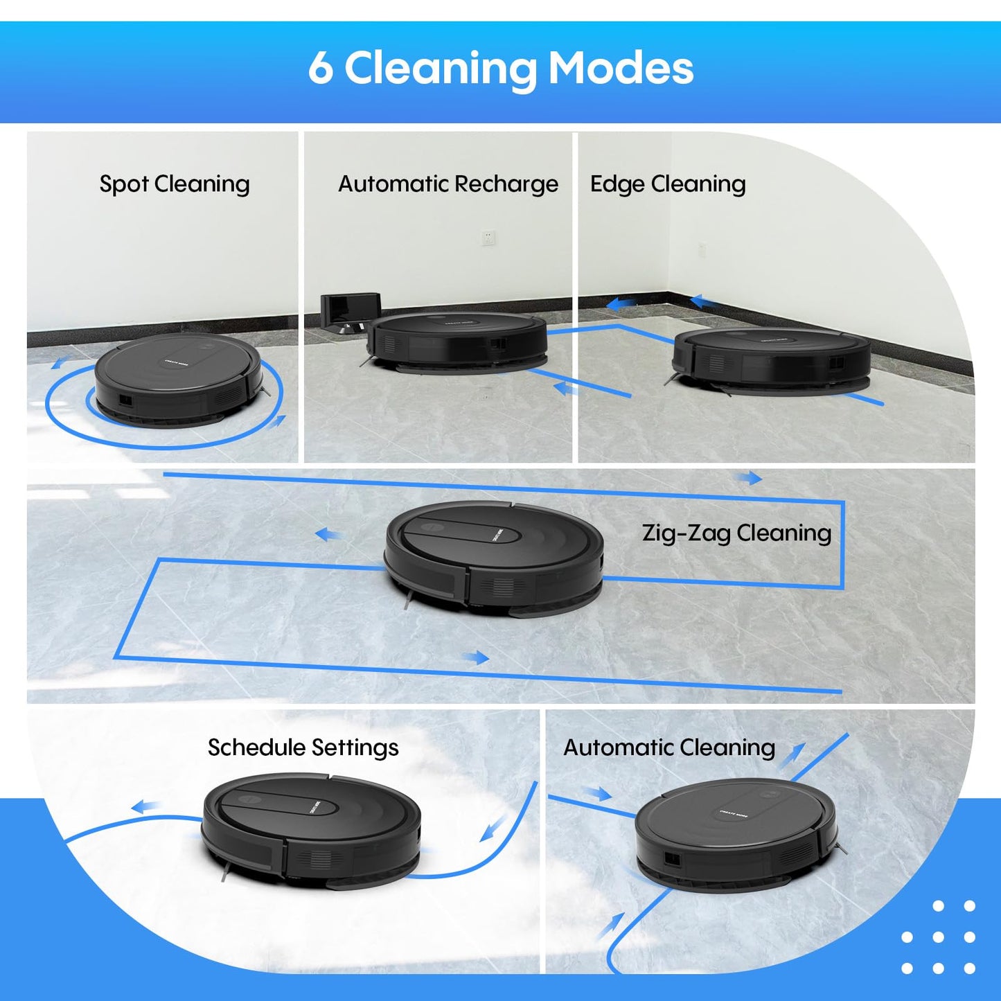 Bagotte Robot Vacuum and Mop Combo, Robotic Vacuum with 5000Pa, Schedule, 4 in 1 Robotic Vacuum Cleaner, Quiet Slim,Self-Charging,Wi-Fi/Voice/App,Perfect for Pet/Hard Floors,/Carpet