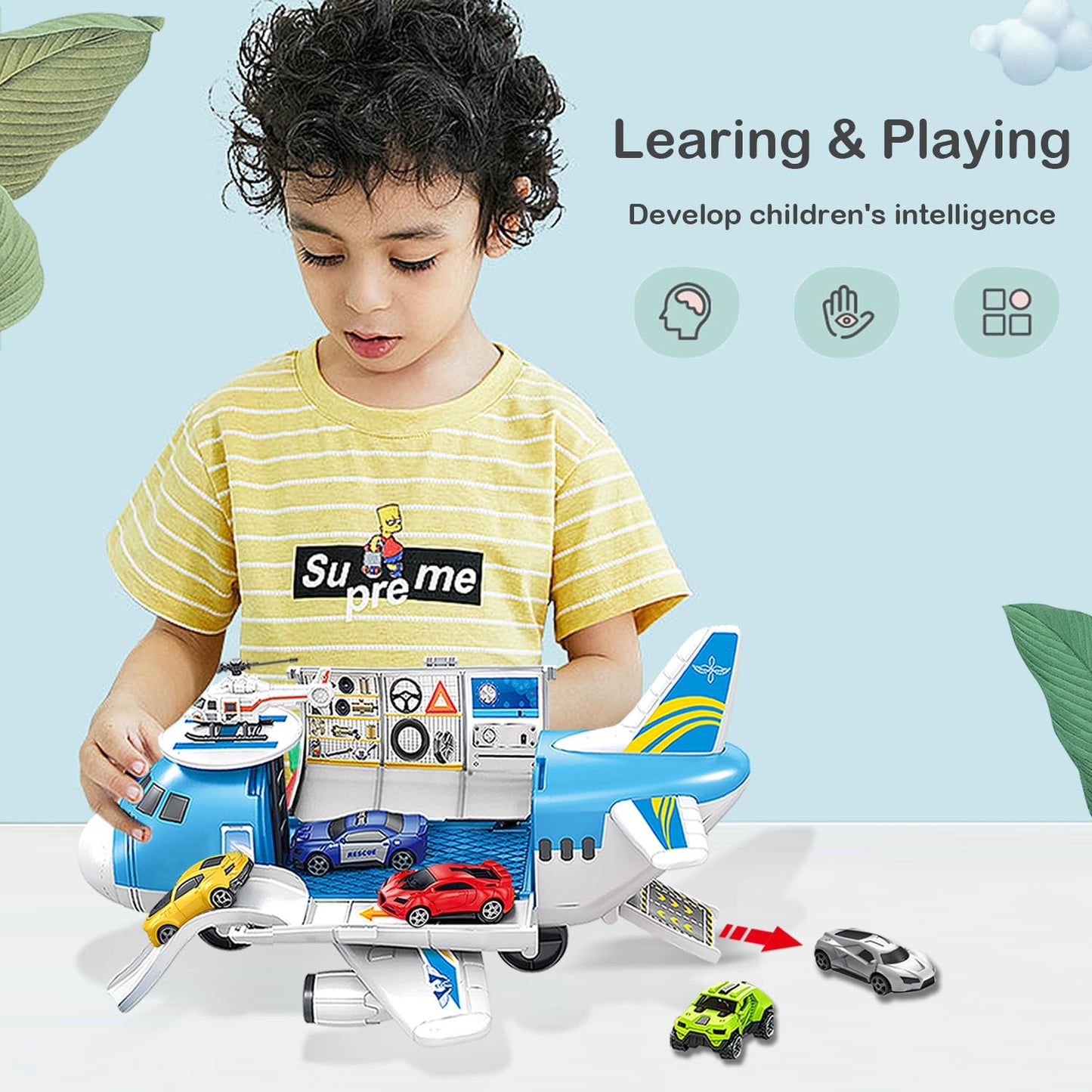 Airplane Toy, Airplane Toys for 3 Years Old, Airplane for Toddlers, Toys for 3+ Year Old Boys, Toy Airplane for Boys Age 4-7, 3+ 4 5, Aeroplane Toy, Plane Toy for Birthday, Chritmas Gift