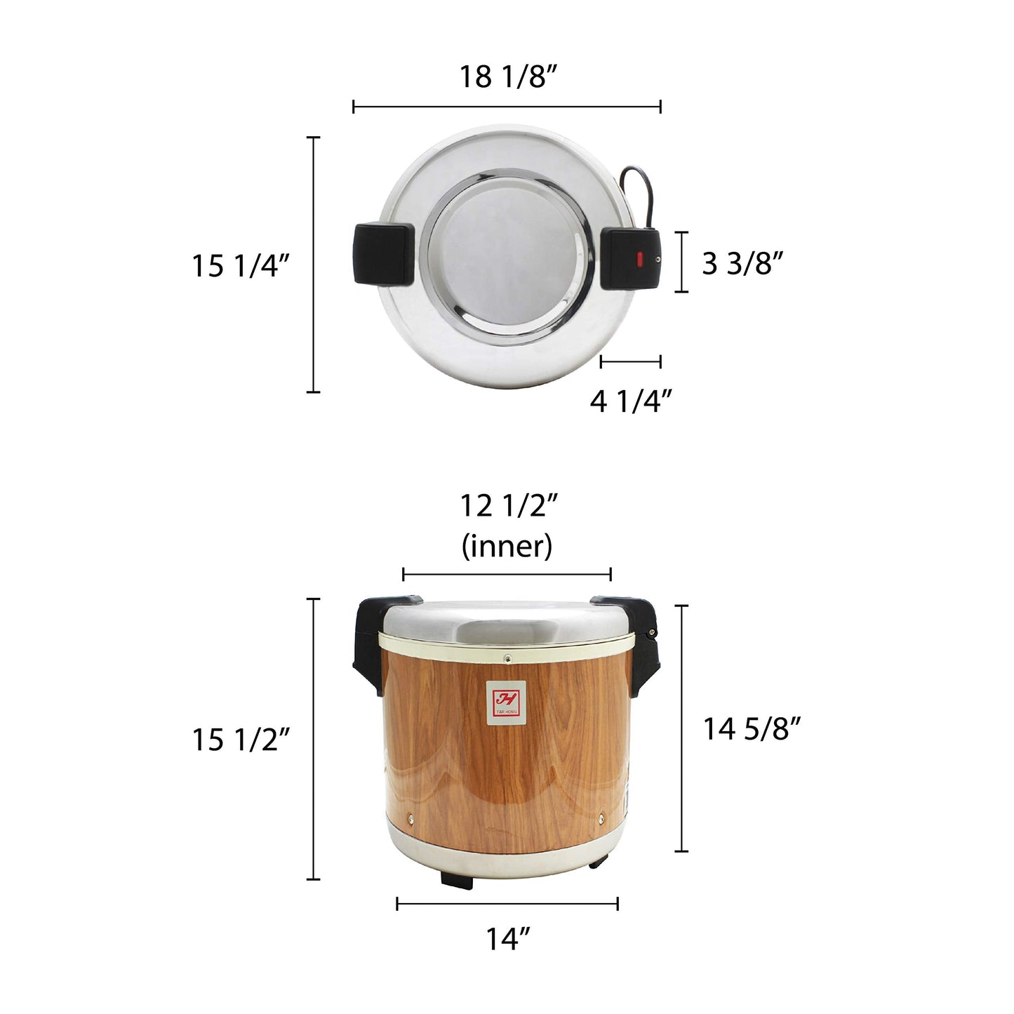 Thunder Group SEJ21000 Wood Grain 50-Cup (Uncooked) 100-Cup (Cooked) Rice Warmer