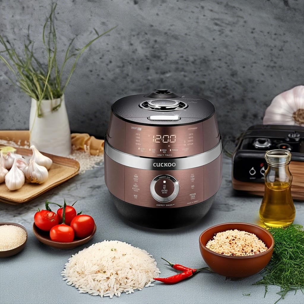 Cuckoo CRP-JHSR0609F Multifunctional and Programmable Electric Induction Heating Pressure Rice Cooker, 3-Language Voice Navigation, Intelligent Cooking Algorithm - 6 Cups, Made in Korea, Brown