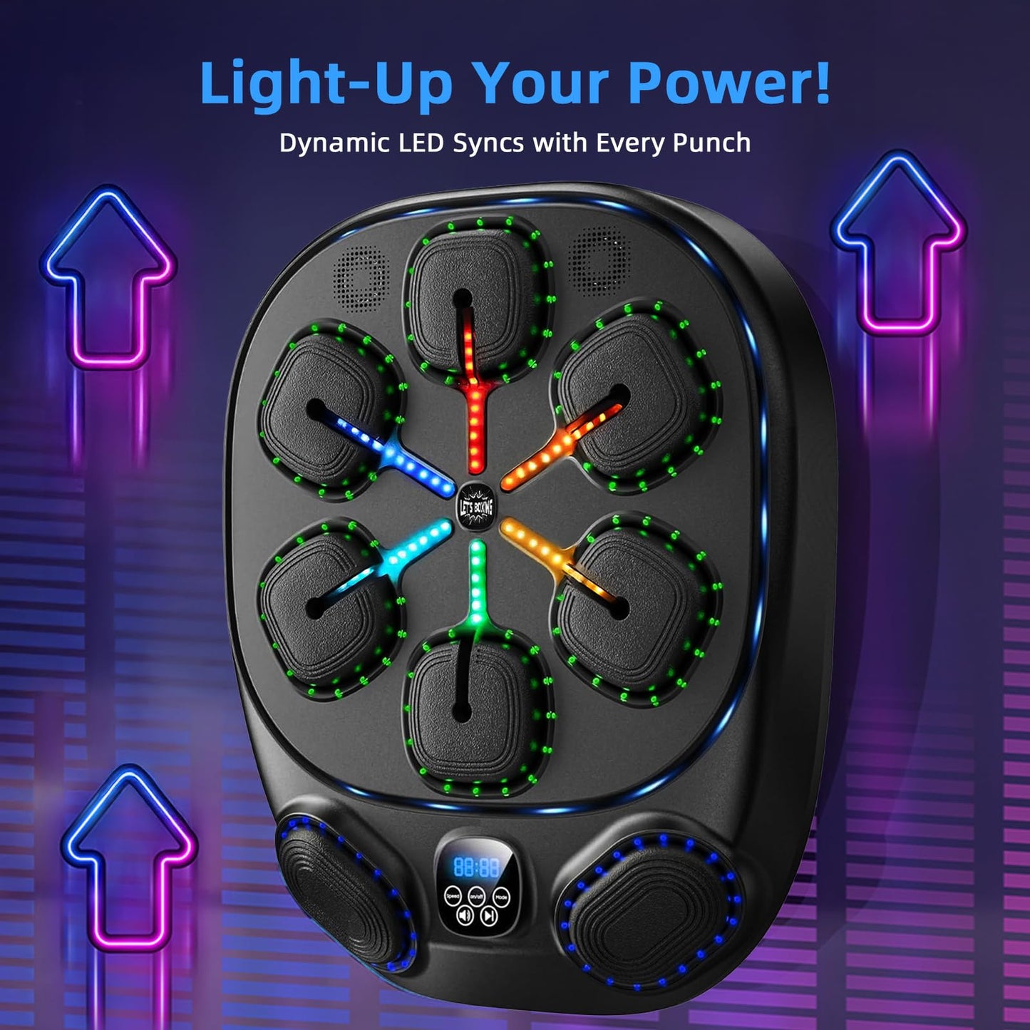 Music Boxing Machine with LED Lights & Bluetooth Speaker – Interactive Punching Bag for Fitness, Rhythm Training & Stress Relief – Home Gym Equipment for Adults