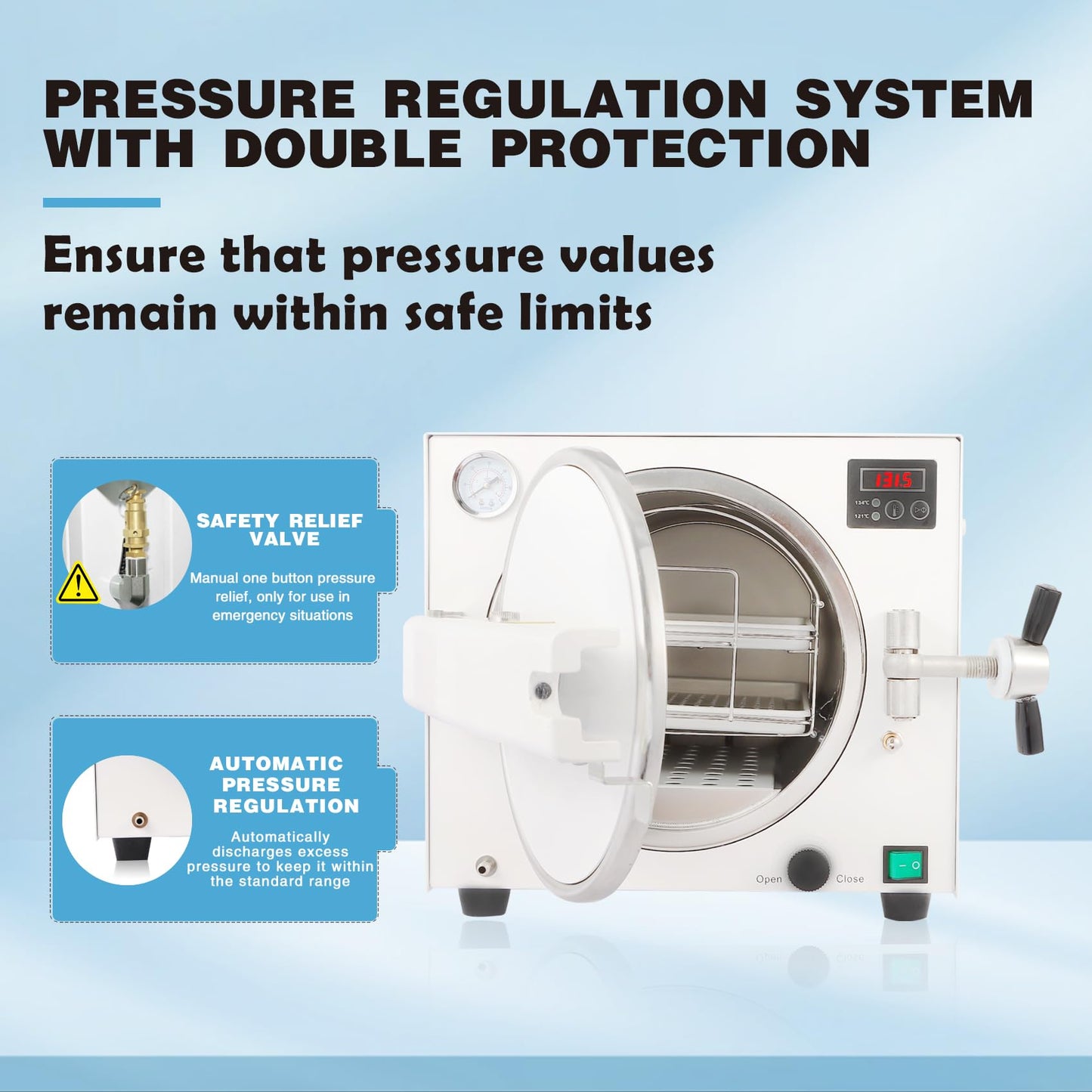 18L Autoclave Sterilizers Lab Autoclave Machine, 1100W Sterilizer Autoclave for Tools, 110V High Temperature Steam Sterilizer with LED Digital Display & Overheat Protection Etc
