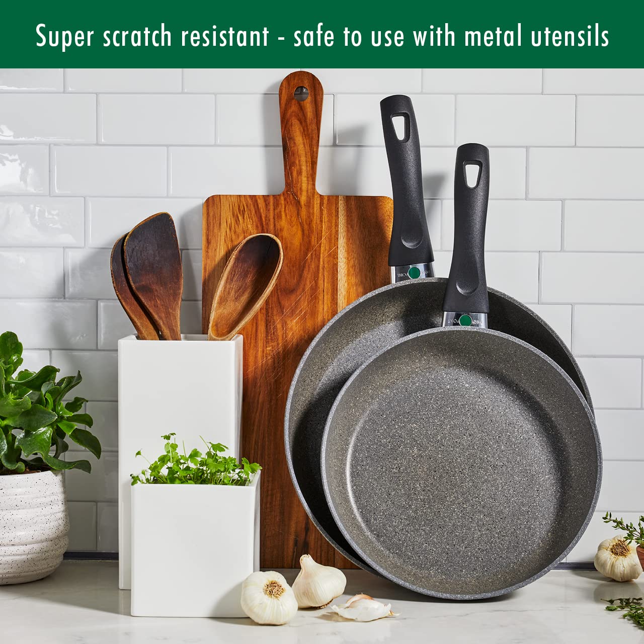 BALLARINI Parma by HENCKELS 10-pc Nonstick Pot and Pan Set, Made in Italy, Set includes fry pans, saucepans, sauté pan and Dutch oven with lid,Gray