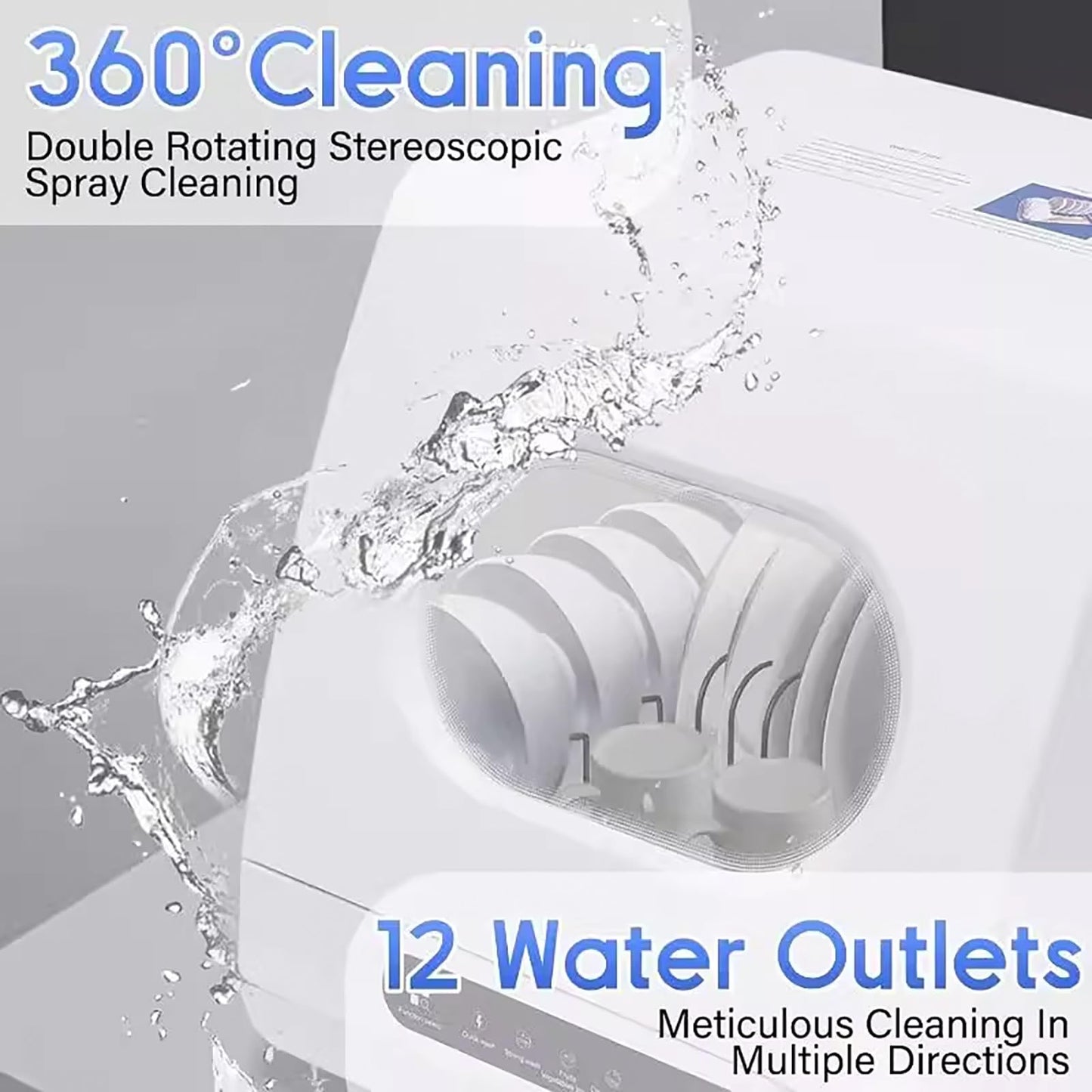 Countertop Dishwasher Portable Dishwasher with 5L Built-In Water Tank Mini Dish Washer with 5 Washing Programs and 360° Dual Spray for Small Apartments and Rvs