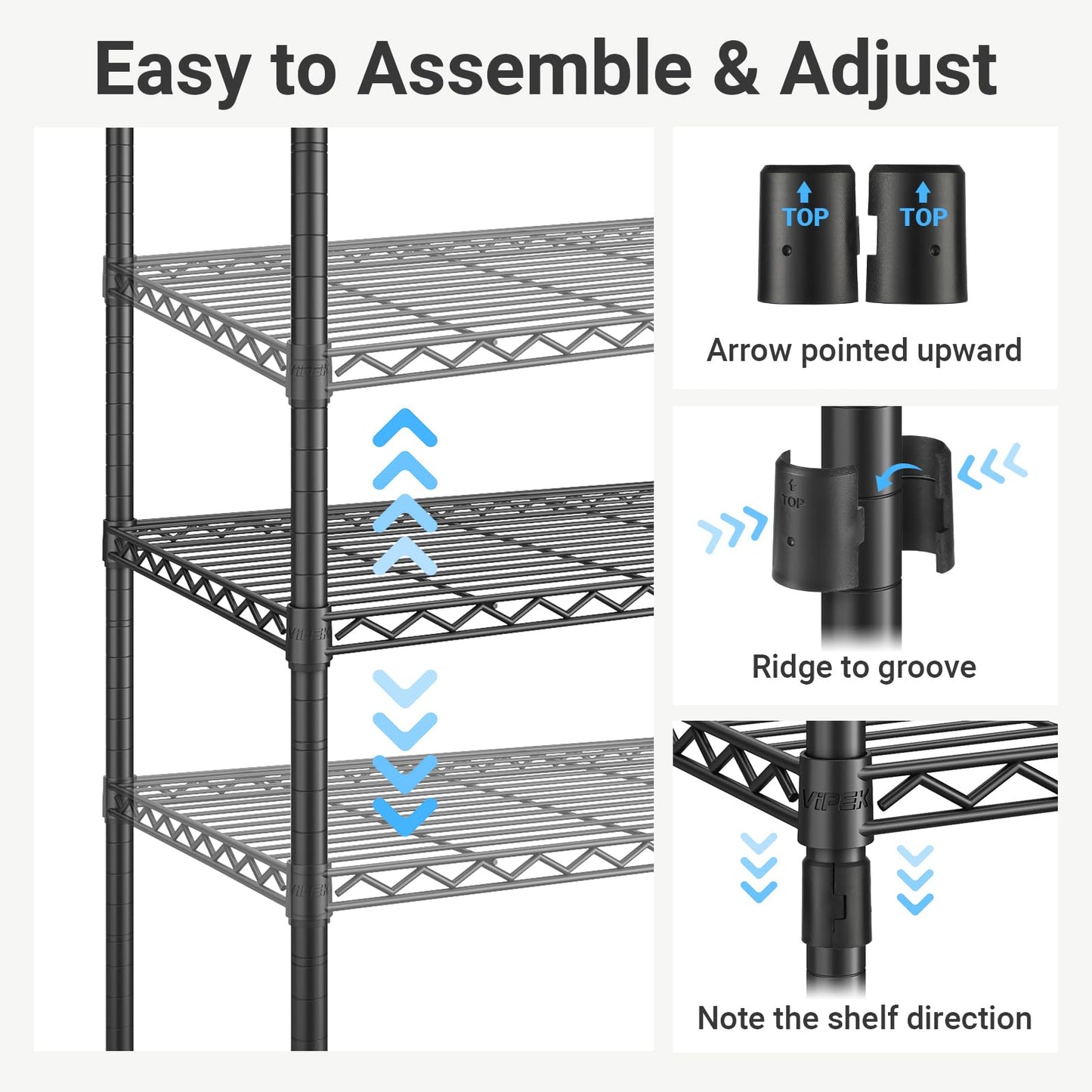 VIPEK V70 Extra Large Clothes Rack Heavy Duty Garment Rack, Freestanding Wardrobe Metal Closet for Hanging Clothes, Bedroom Organizer and Storage, Max Load 1670lbs, Black