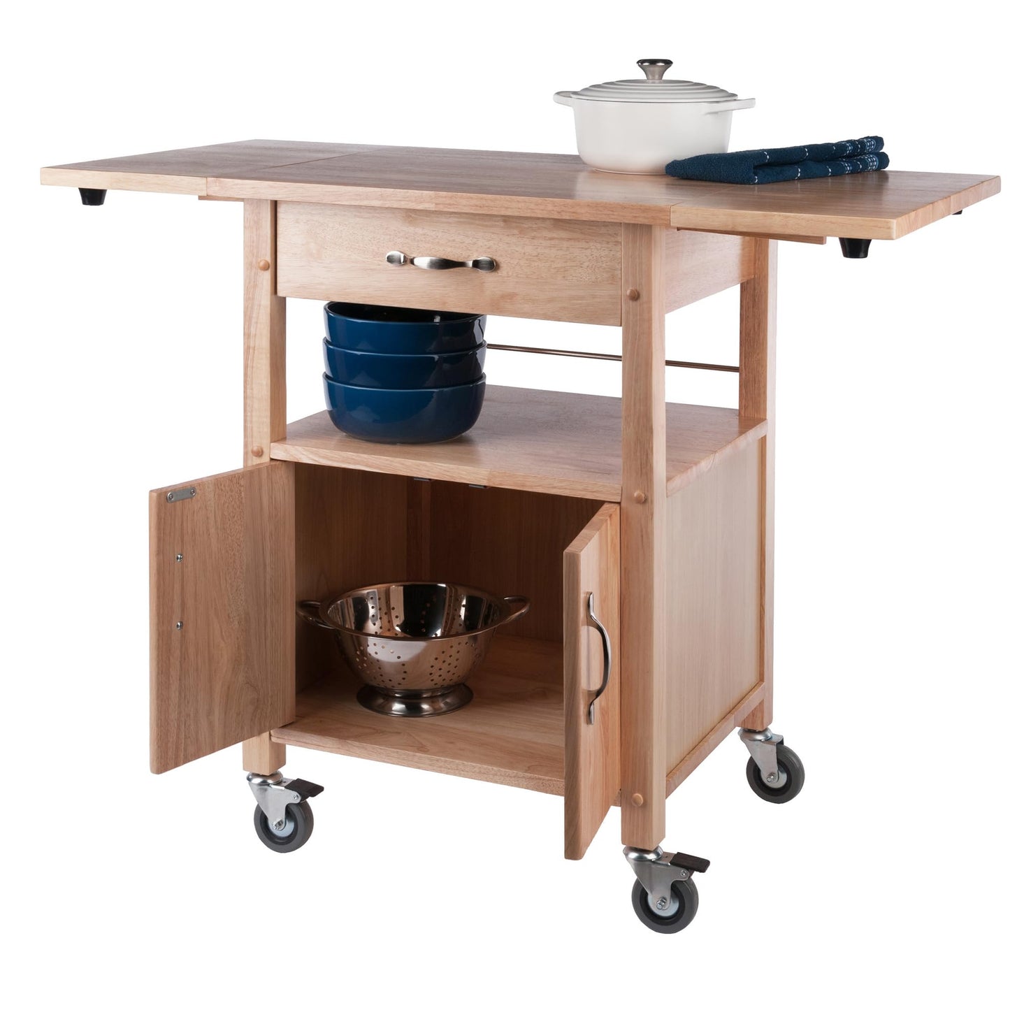 Winsome Wood/Veneer Mobile Kitchen Cart with Lockable Wheels, Beech (84920)