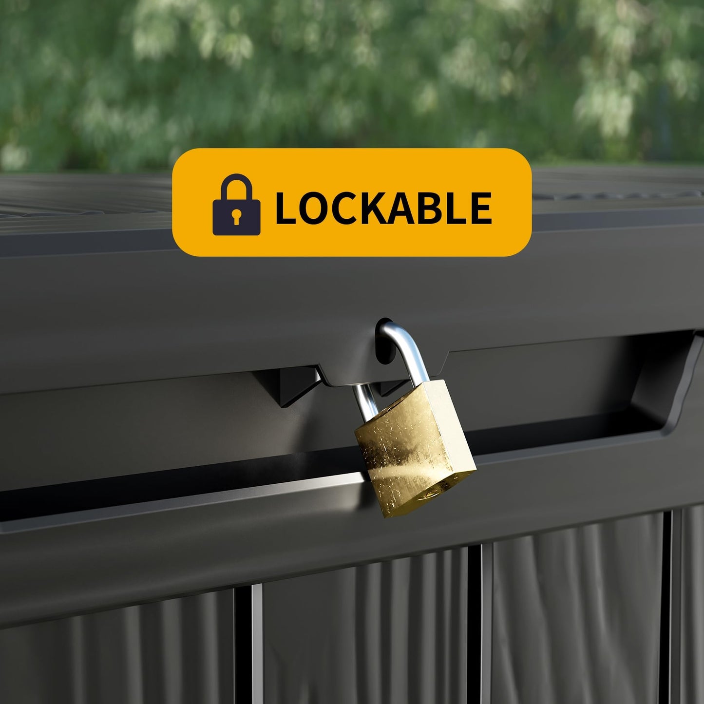 PATIOEASY Outdoor Storage Box 180GAL Waterproof Resin Deck Box,UV-Resistant Lockable Package Delivery Bin for Garden Tools,Large Patio Outside Cushions,Pool Accessories Supplies,Chest,Furniture,Black