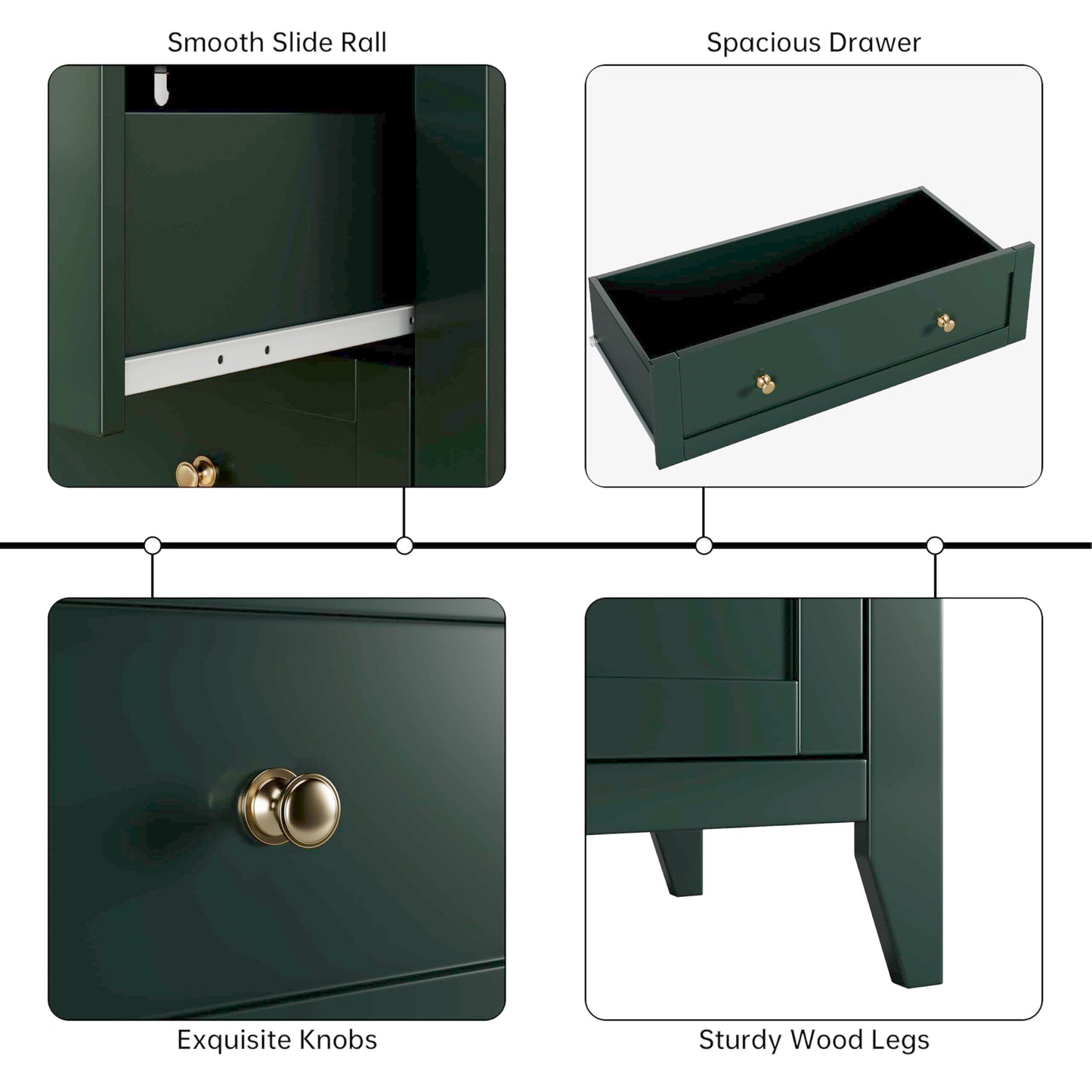 IDEALHOUSE Green 5 Drawer Dresser for Bedroom, Tall Dresser with Deep Drawers & Metal Knobs, Modern Wooden Chests of Drawers for Entryway, Hallway